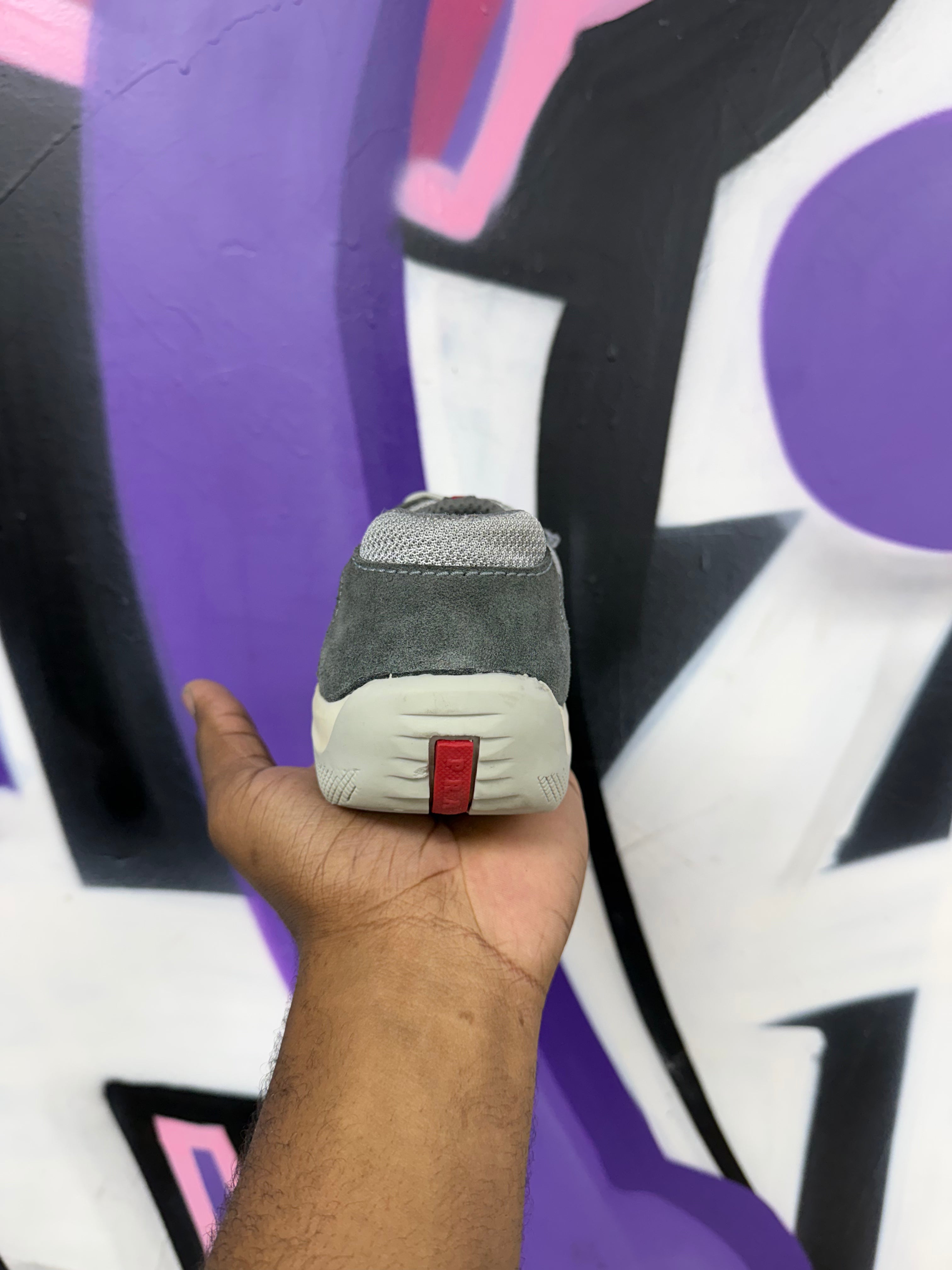 Prada Grey Suede Cup Sneakers