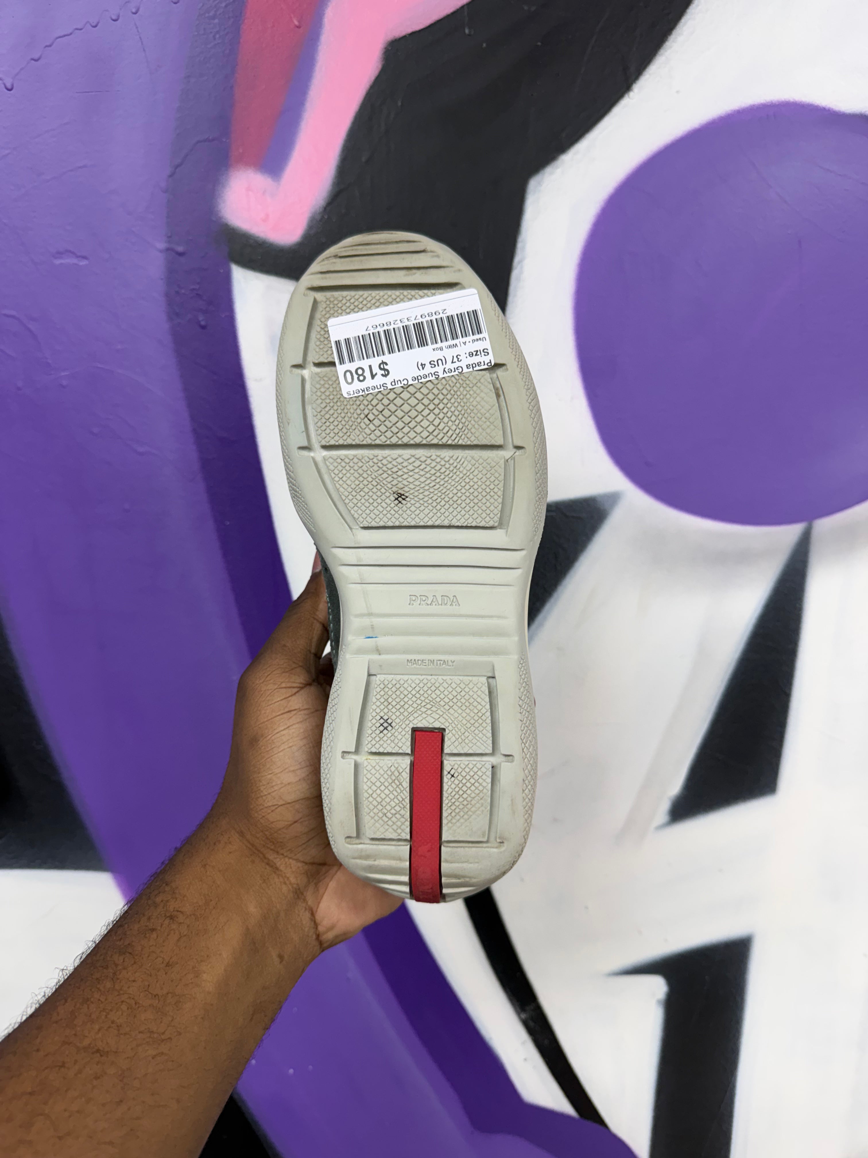 Prada Grey Suede Cup Sneakers