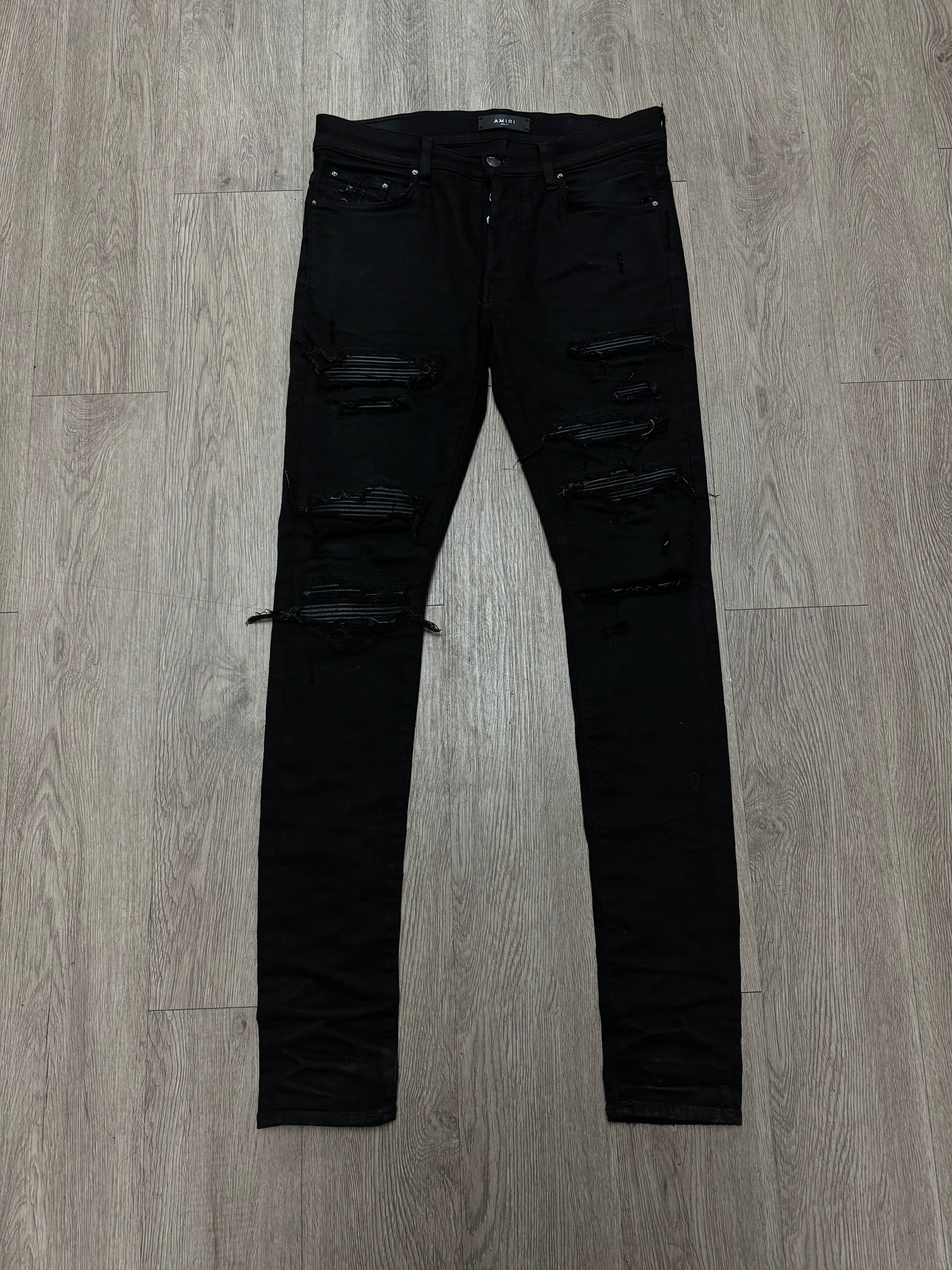 Amiri Black Black Thrasher Patch Jeans