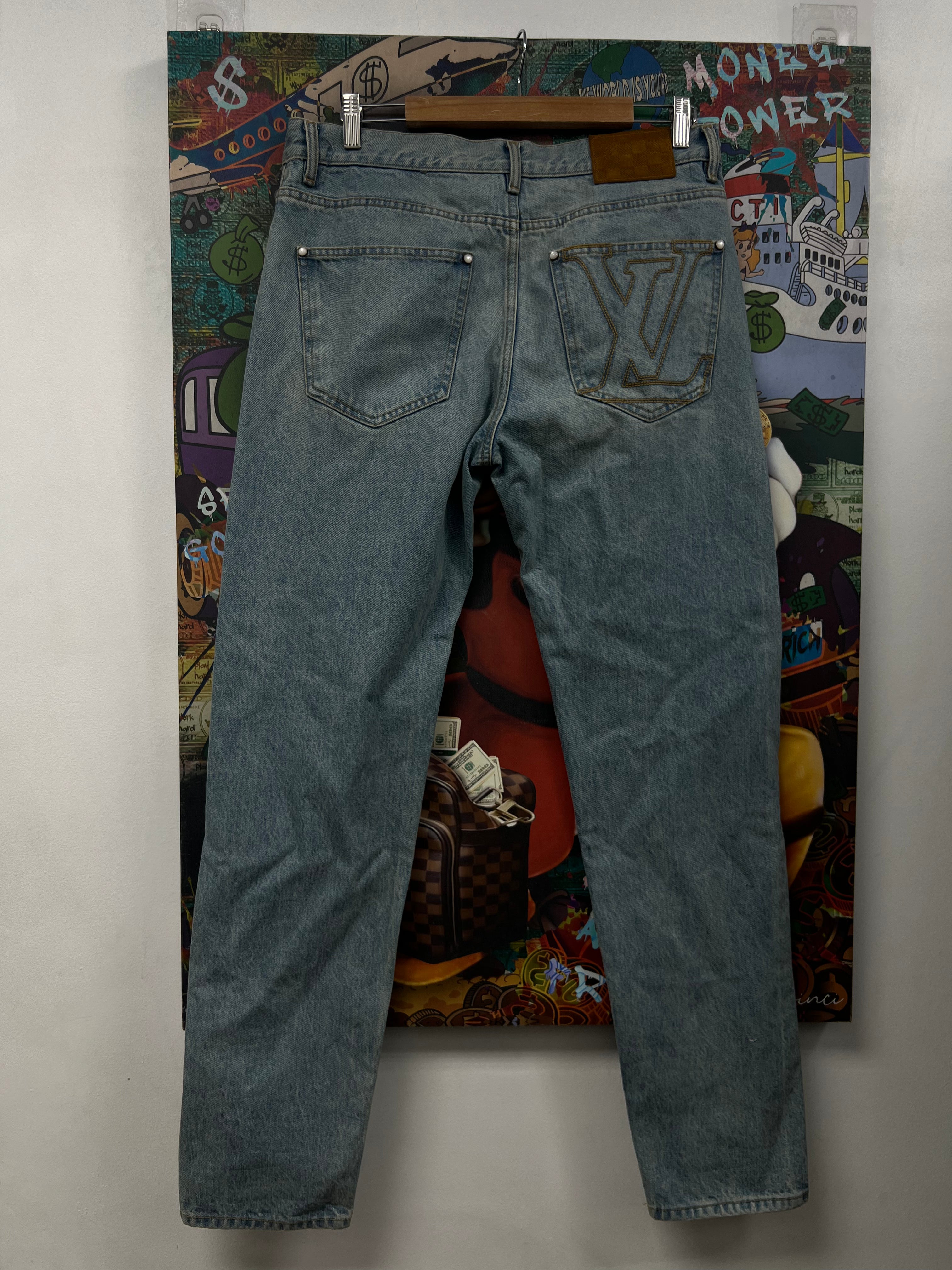 Louis Vuitton Light Wash Back Pocket Logo Jeans