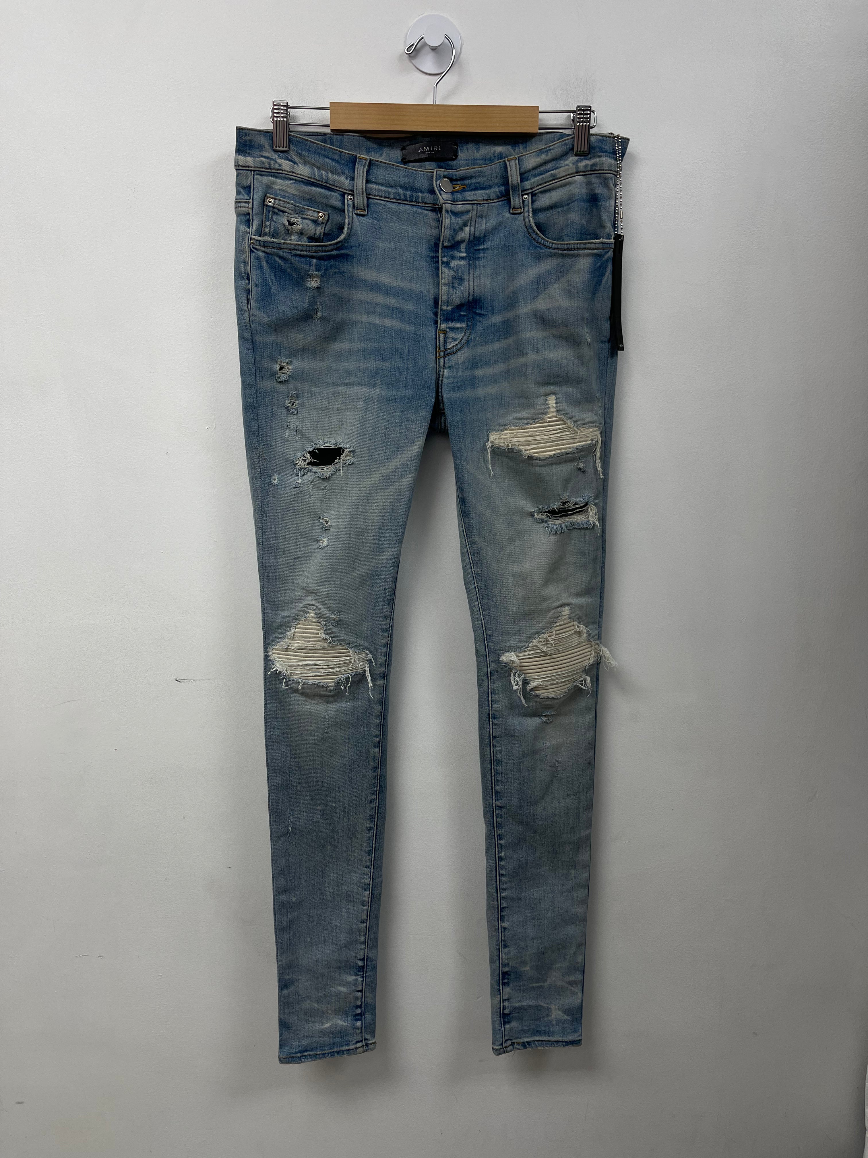 Amiri MX1 Light Wash White Jeans