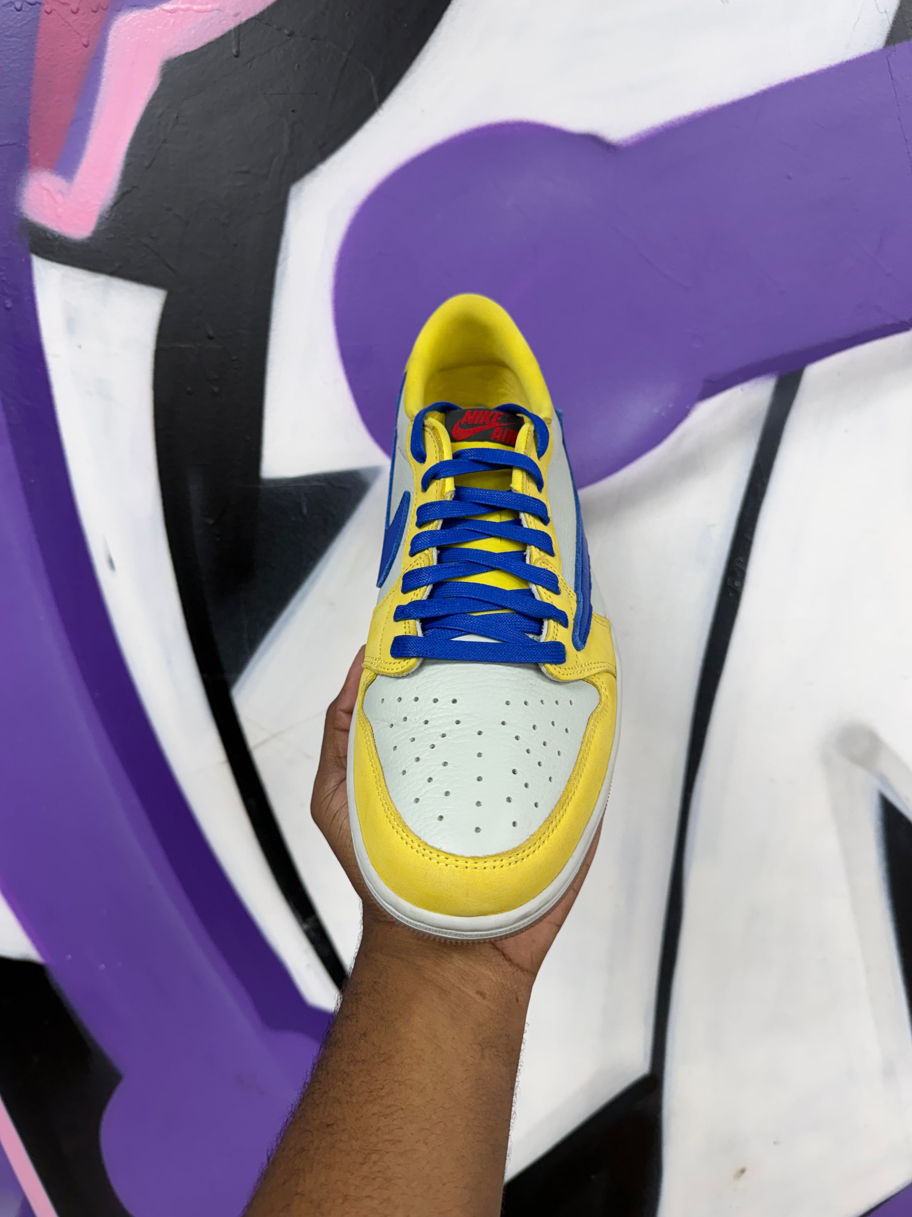 Jordan 1 Low Travis Scott Canary Sneakers