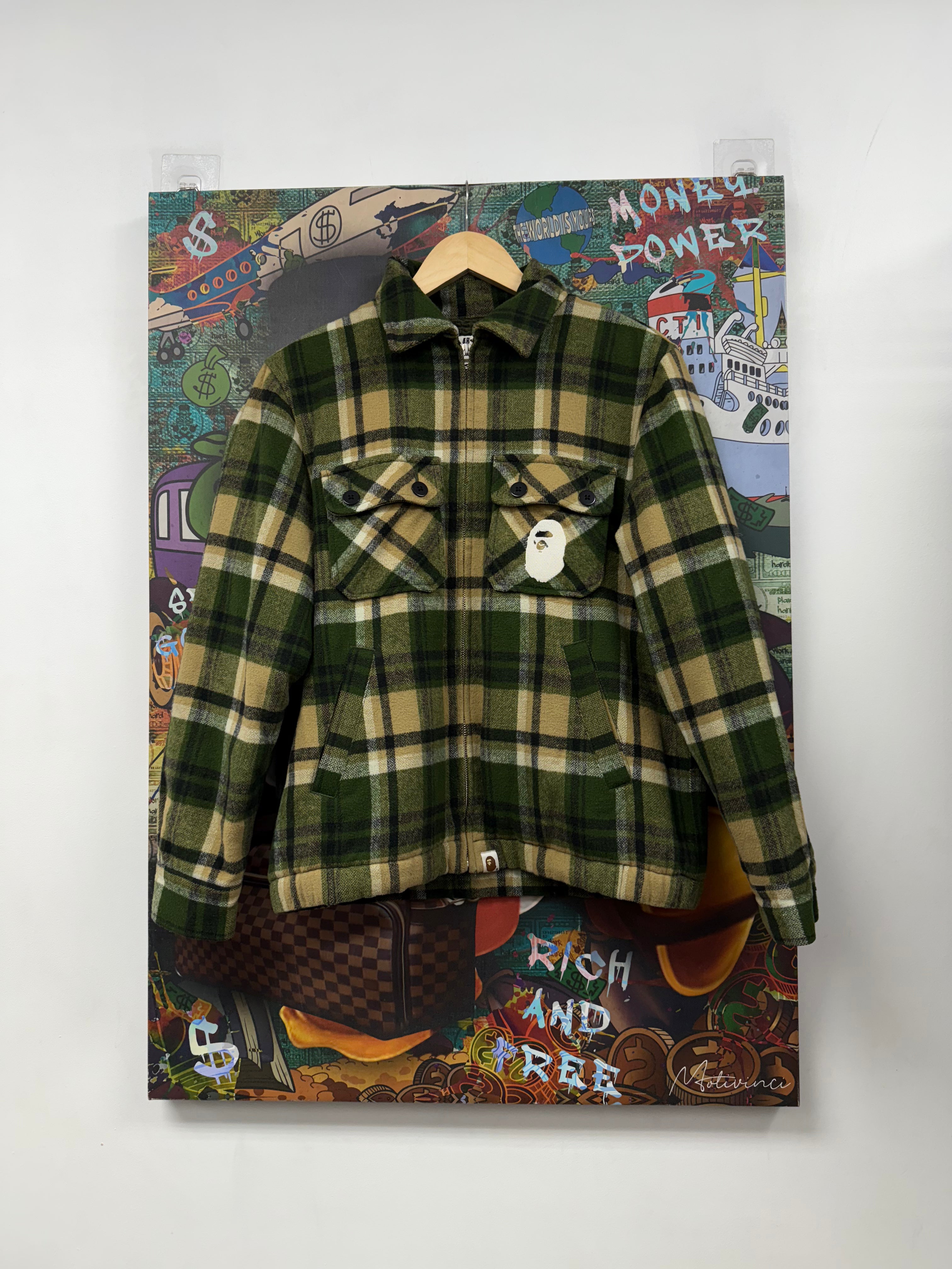 Bape Green Sherpa Lined Jacket