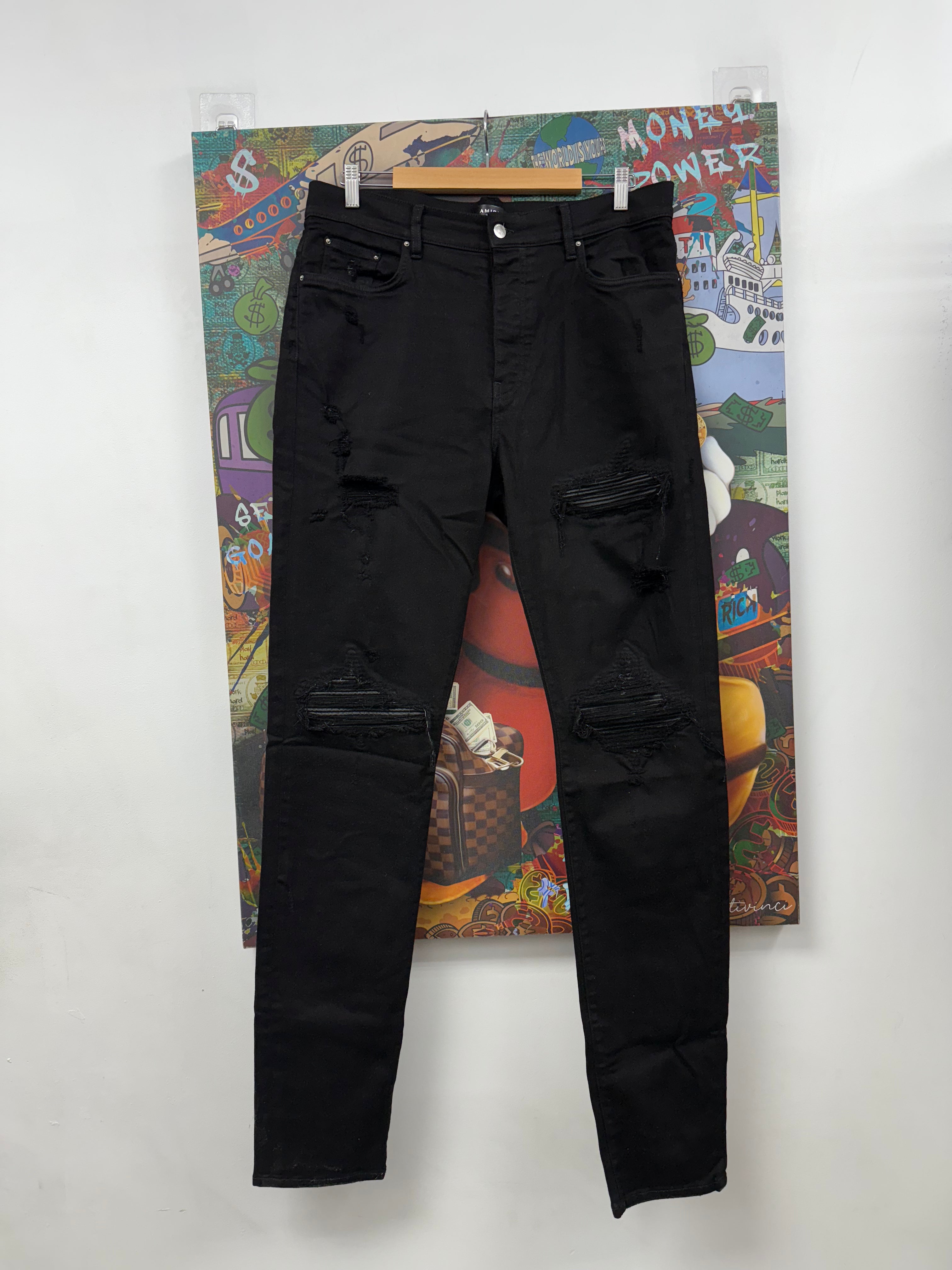 Amiri MX1 Black Black Patch Jeans