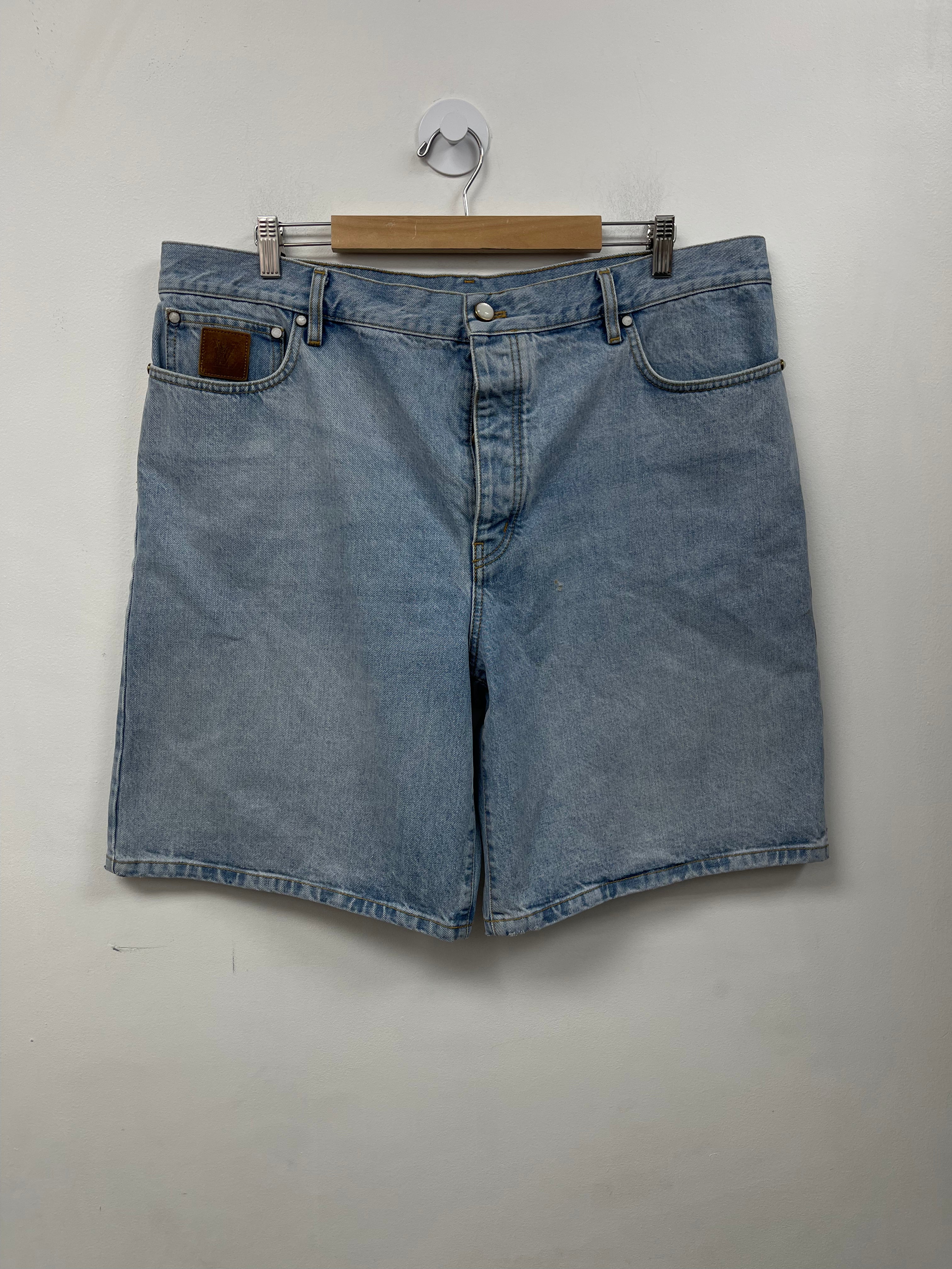 Louis Vuitton Light Wash Back Pocket Logo Jean Shorts