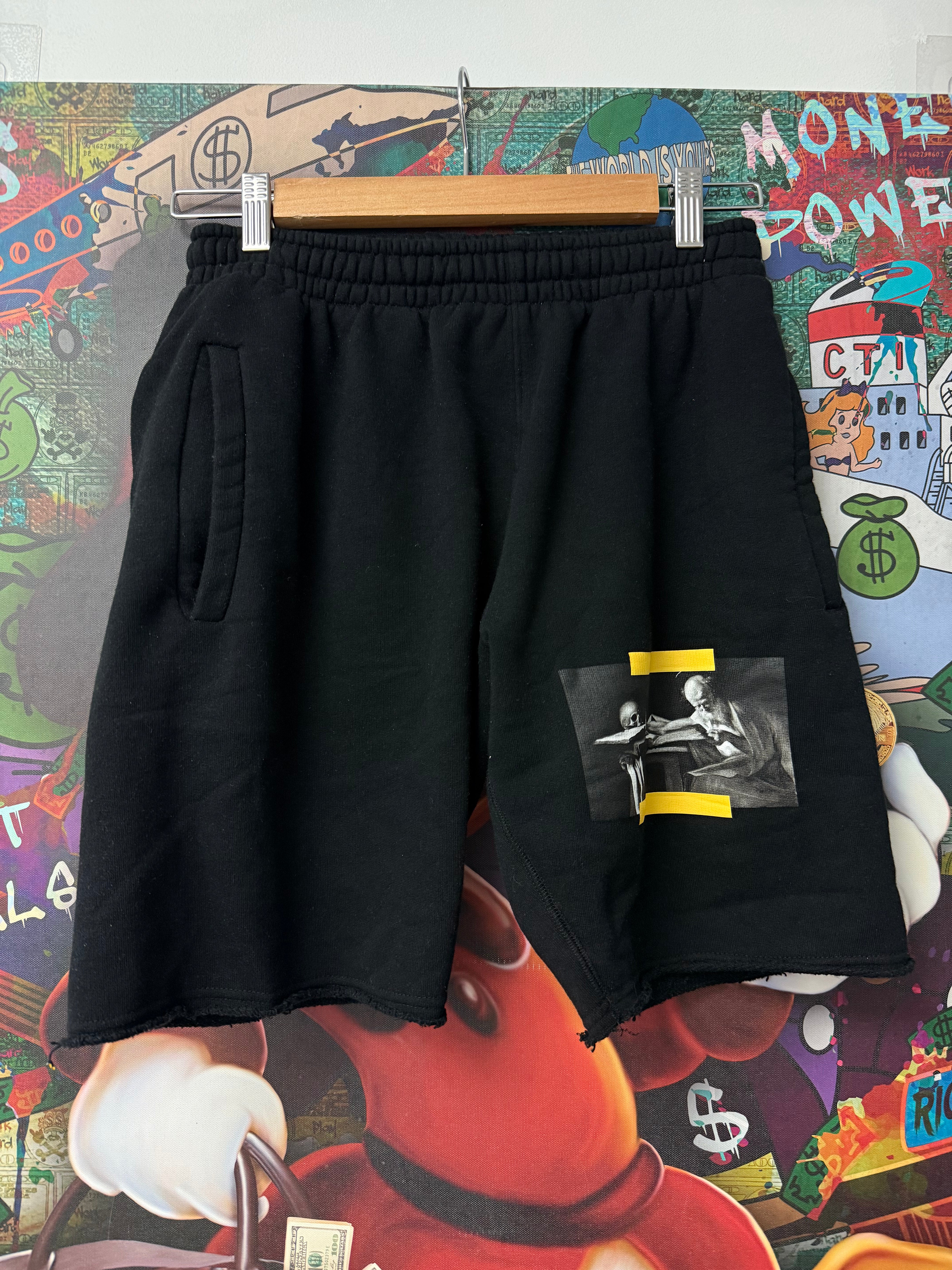 Off White Black Yellow Sweat Shorts Used