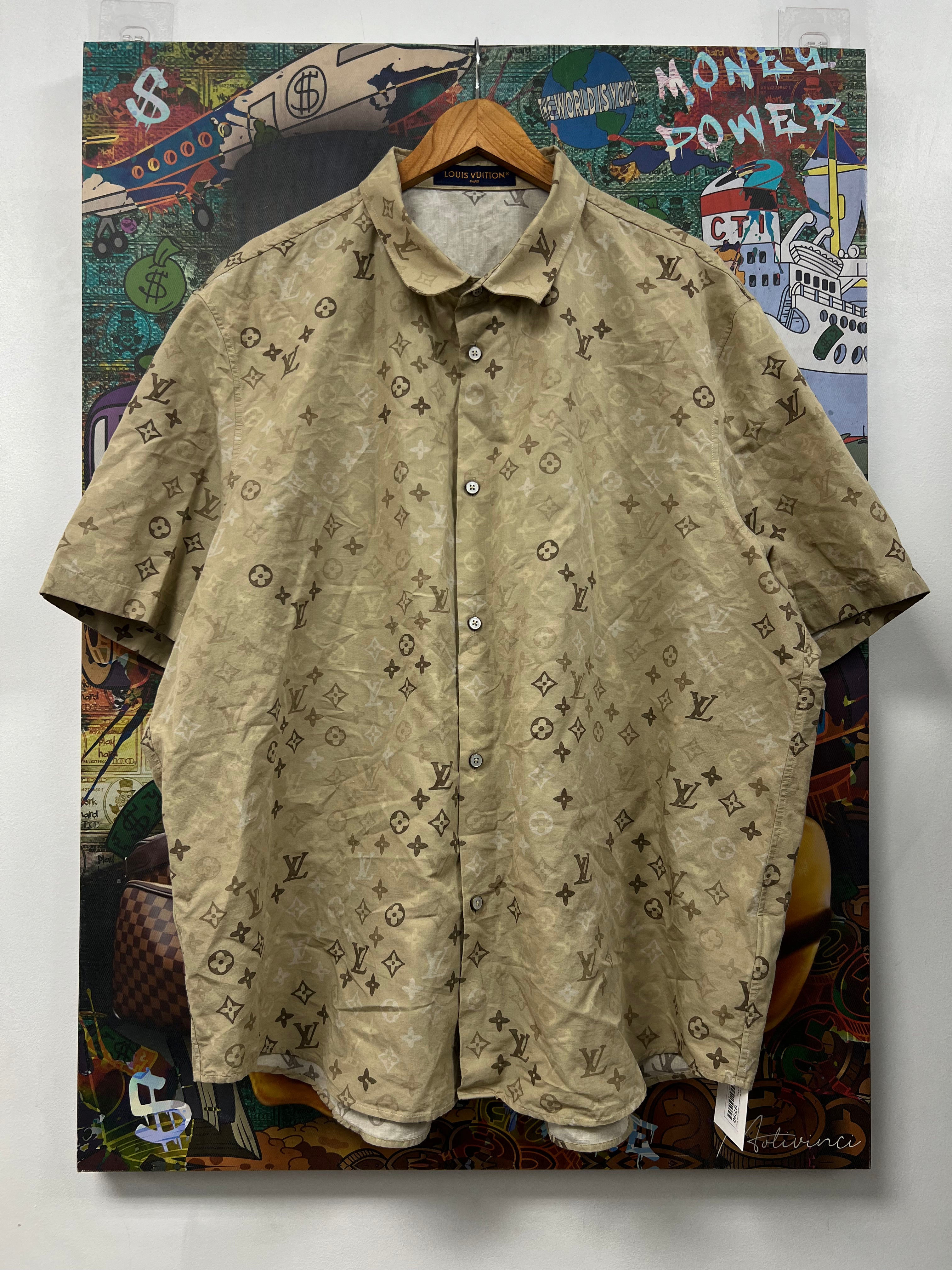 Louis Vuitton Tan Monogram Button Up Shirt