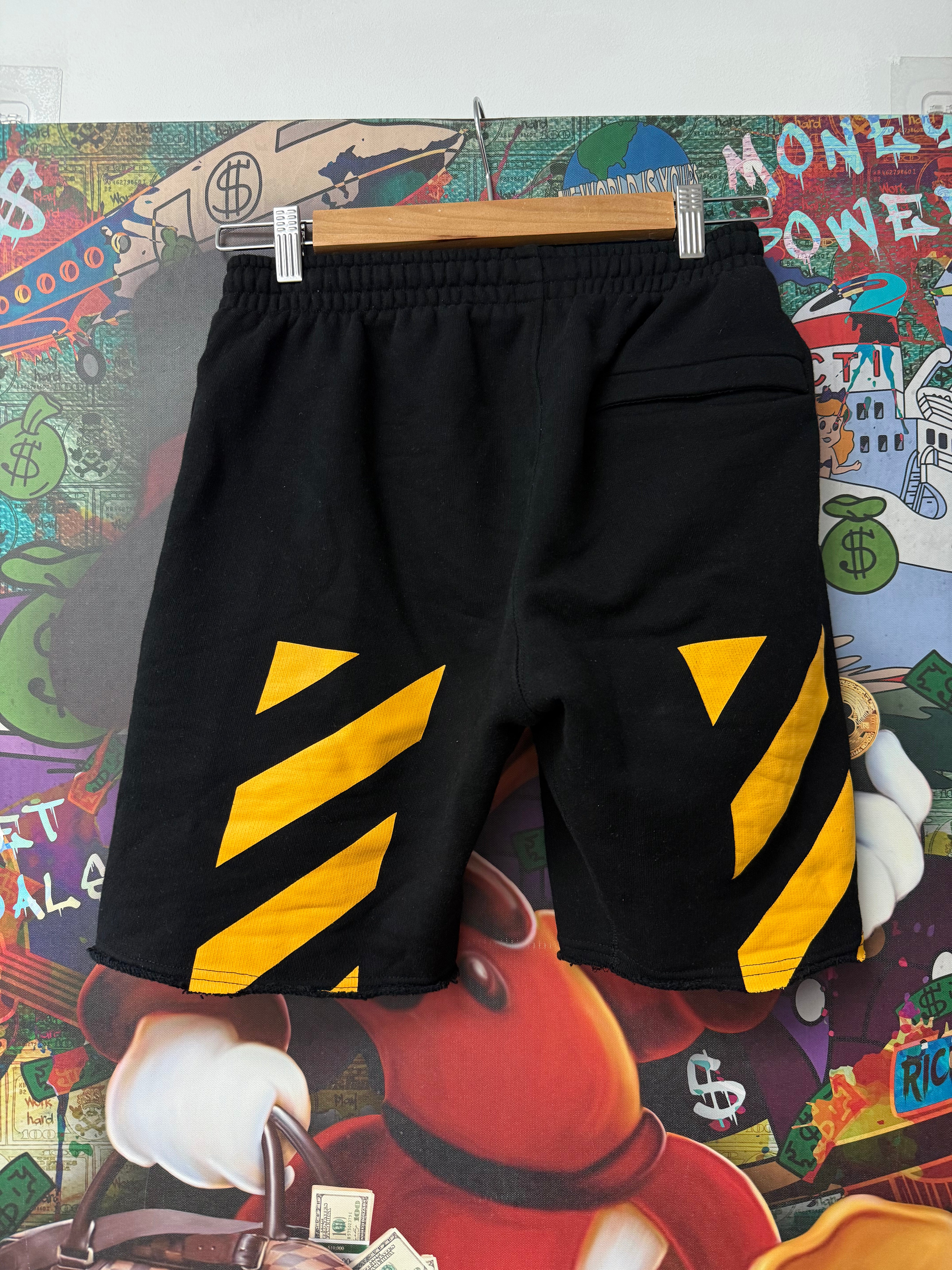Off White Black Yellow Sweat Shorts Used