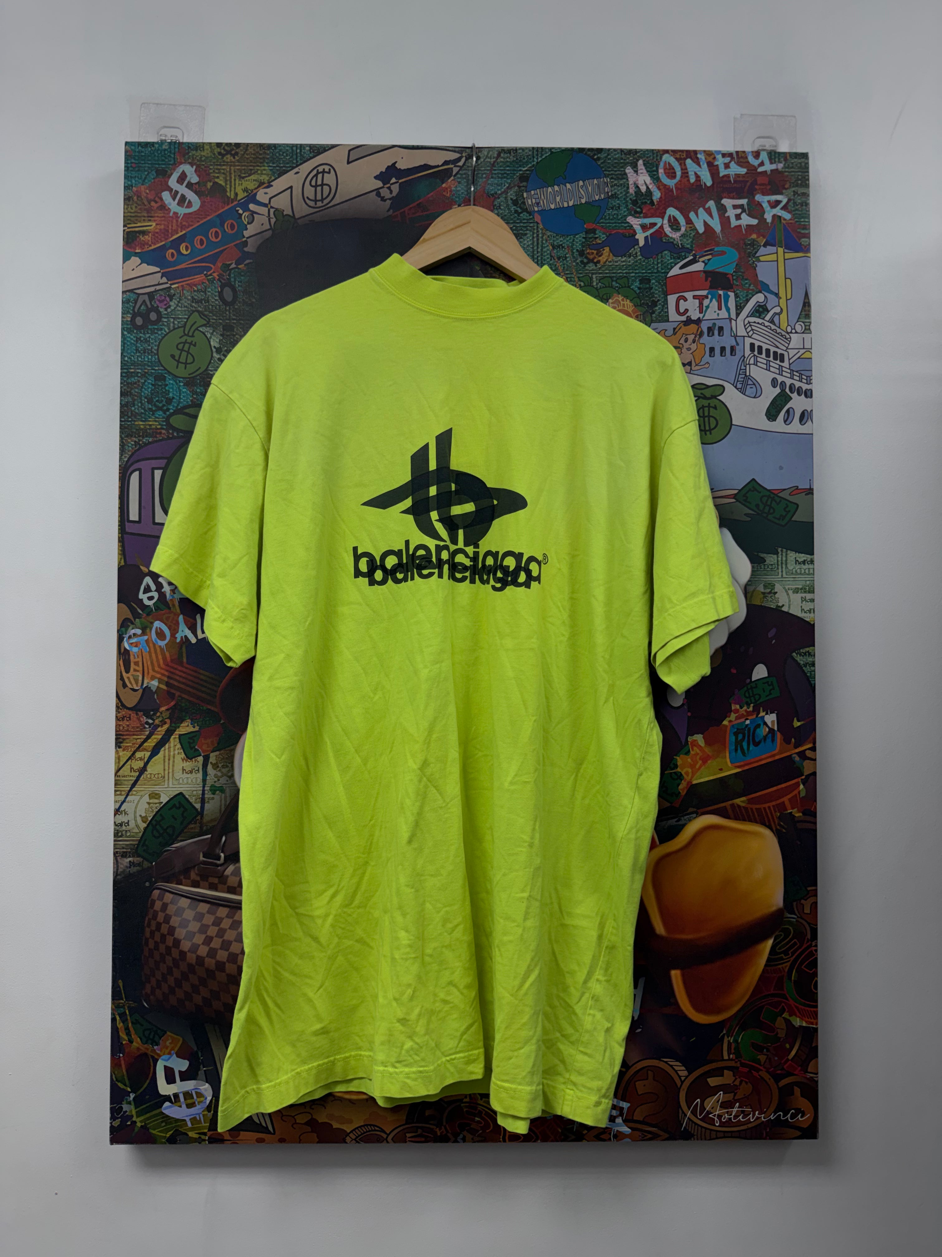 Balenciaga Neon Black BB Logo (Fits Large) Tee