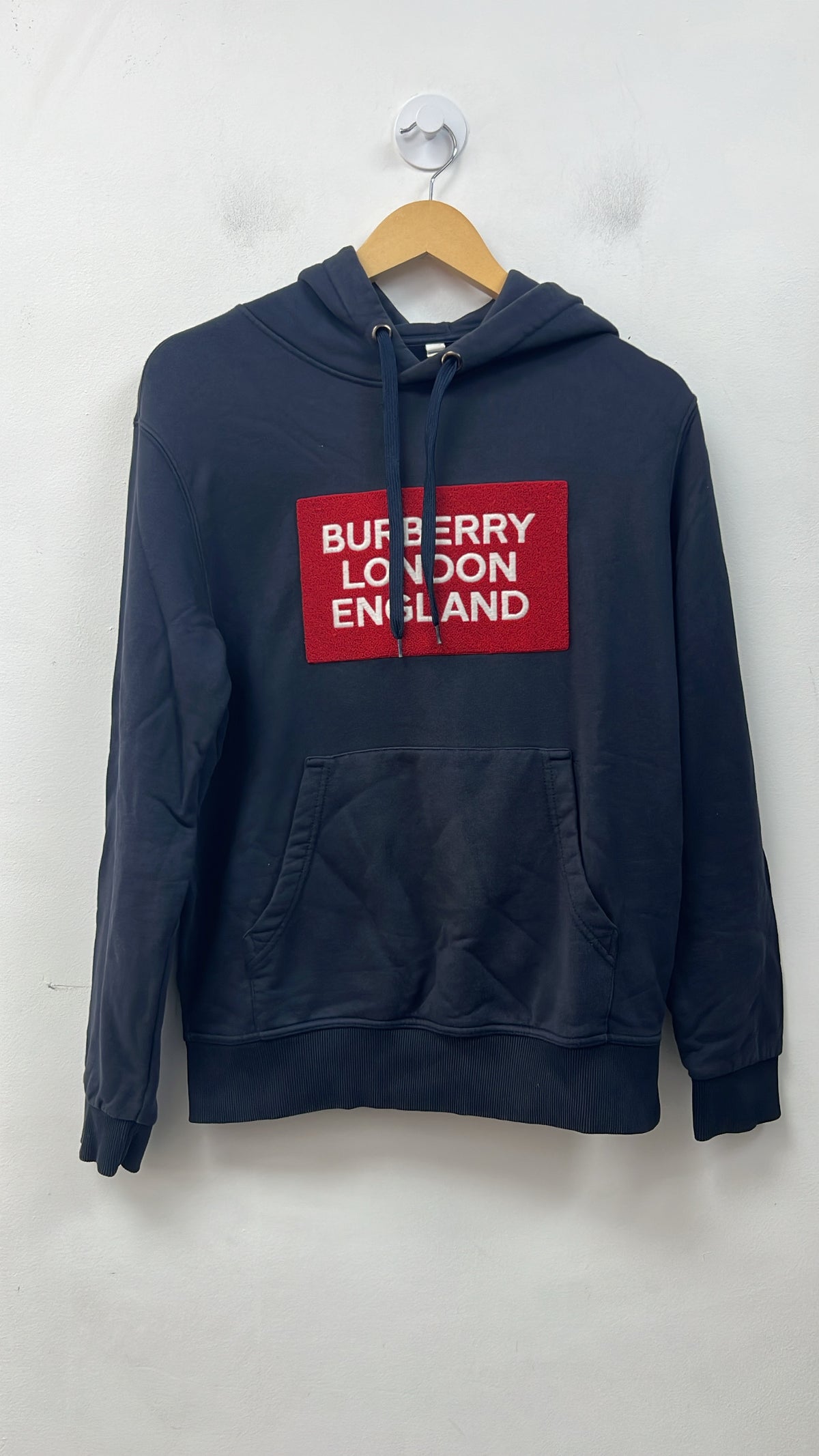 Burberry Navy Red Box Logo Hoodie