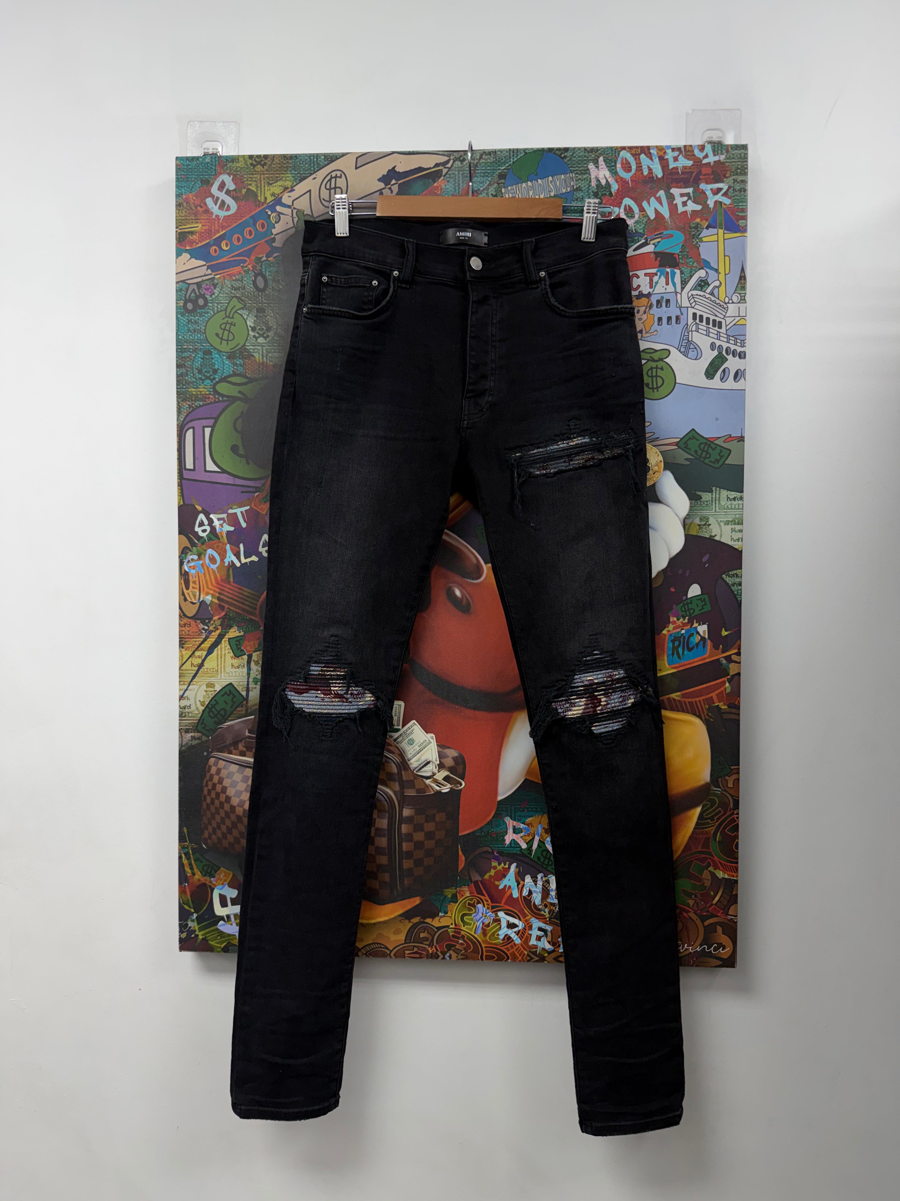 Amiri MX1 Black Wash Crane Patch Jeans