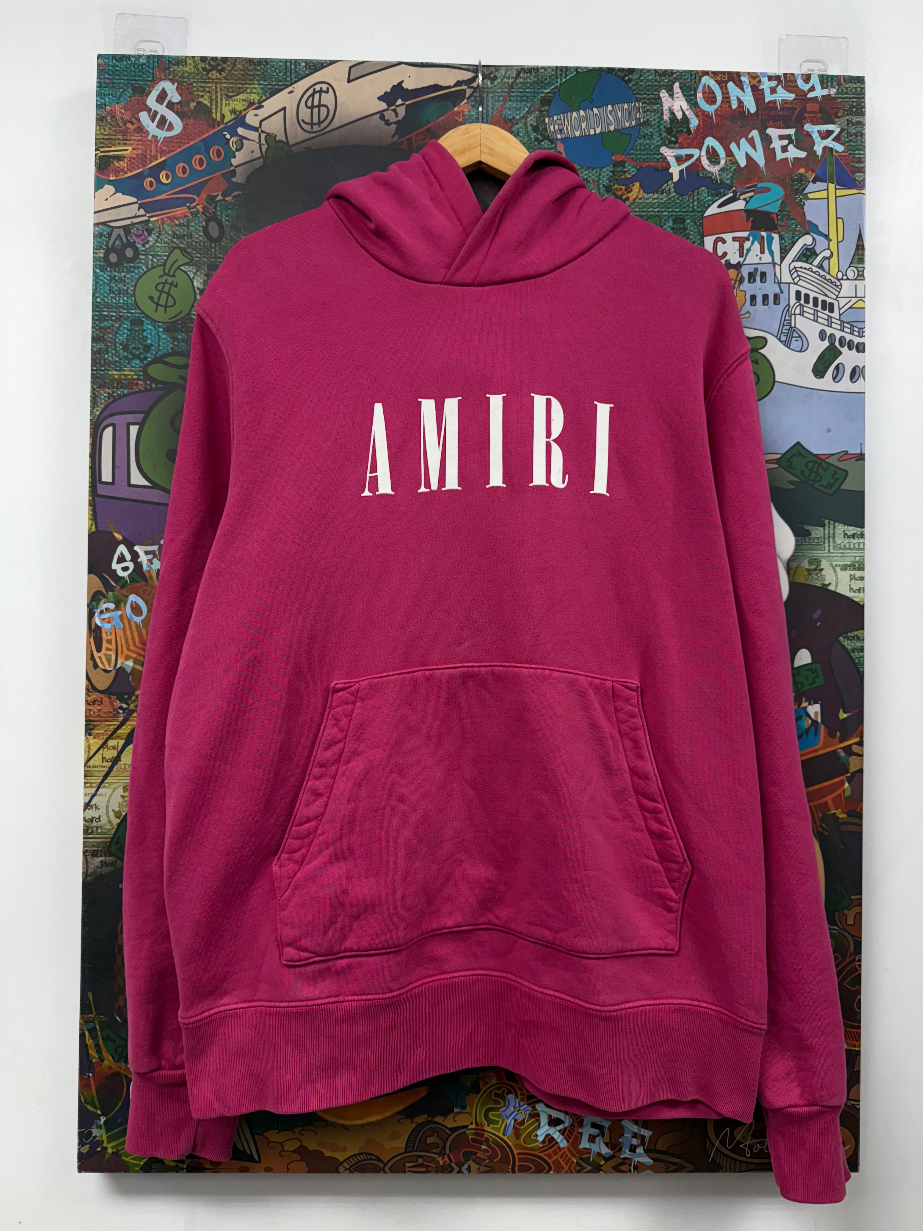 Amiri Pink White Core Logo Hoodie