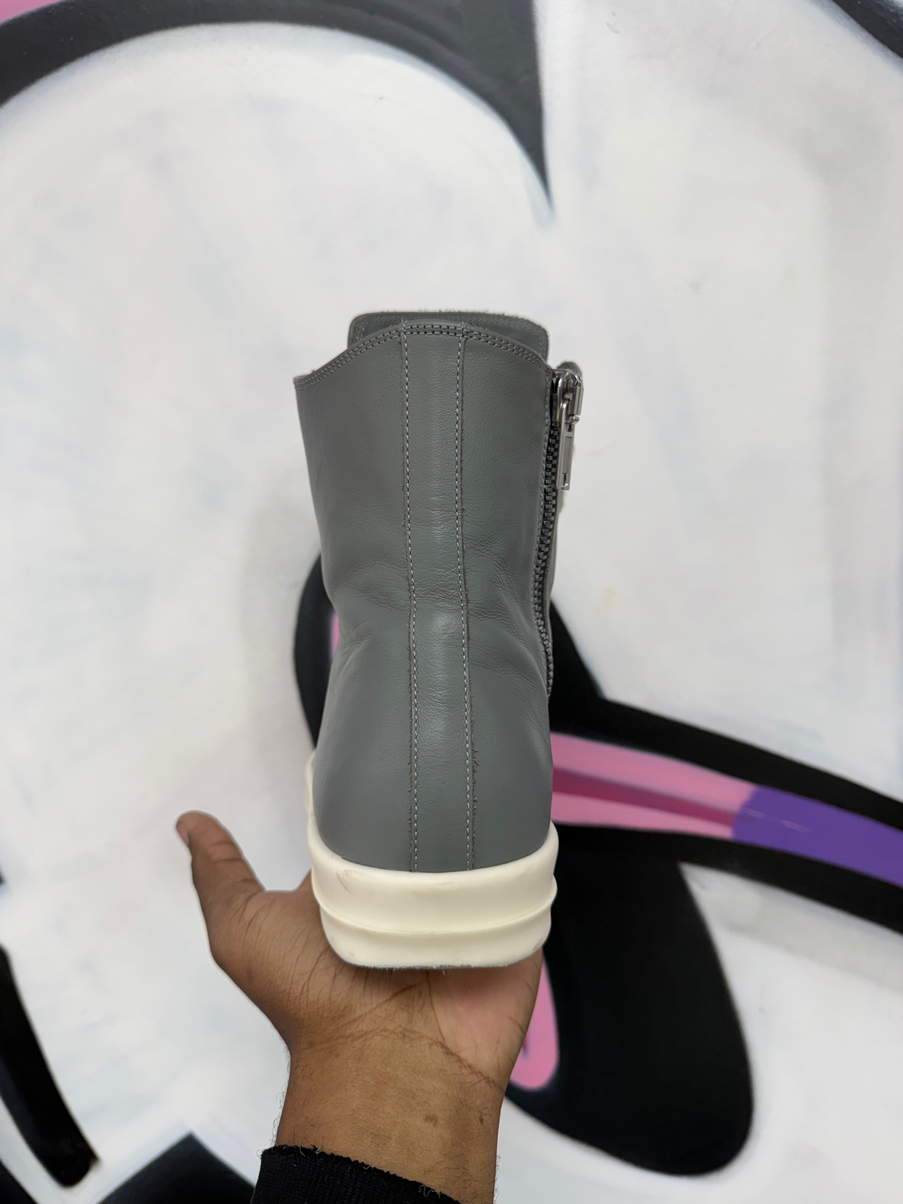 Rick Owens Washed Indigo Milk Mainline Jumbolace Hi Sneakers