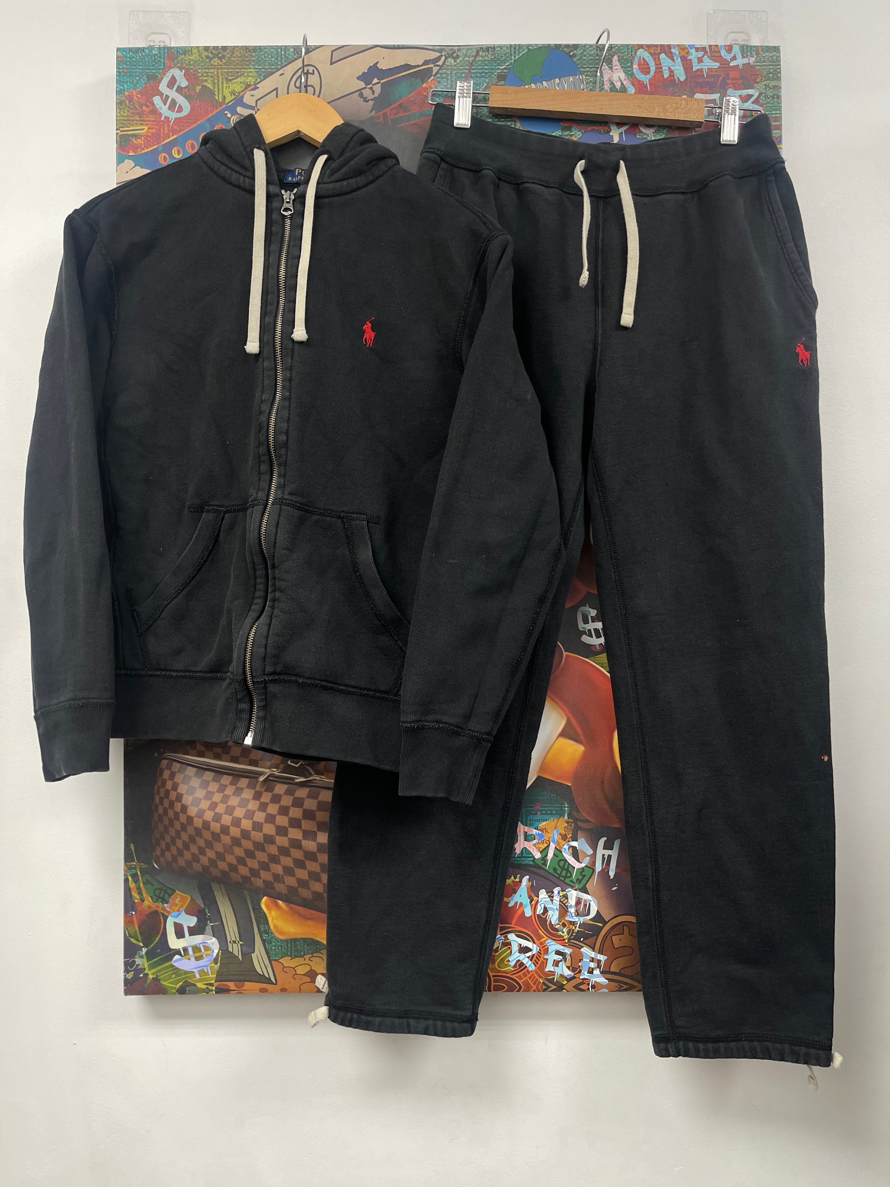 Polo Ralph Lauren Black Red (Bleach Stain) Sweatsuit