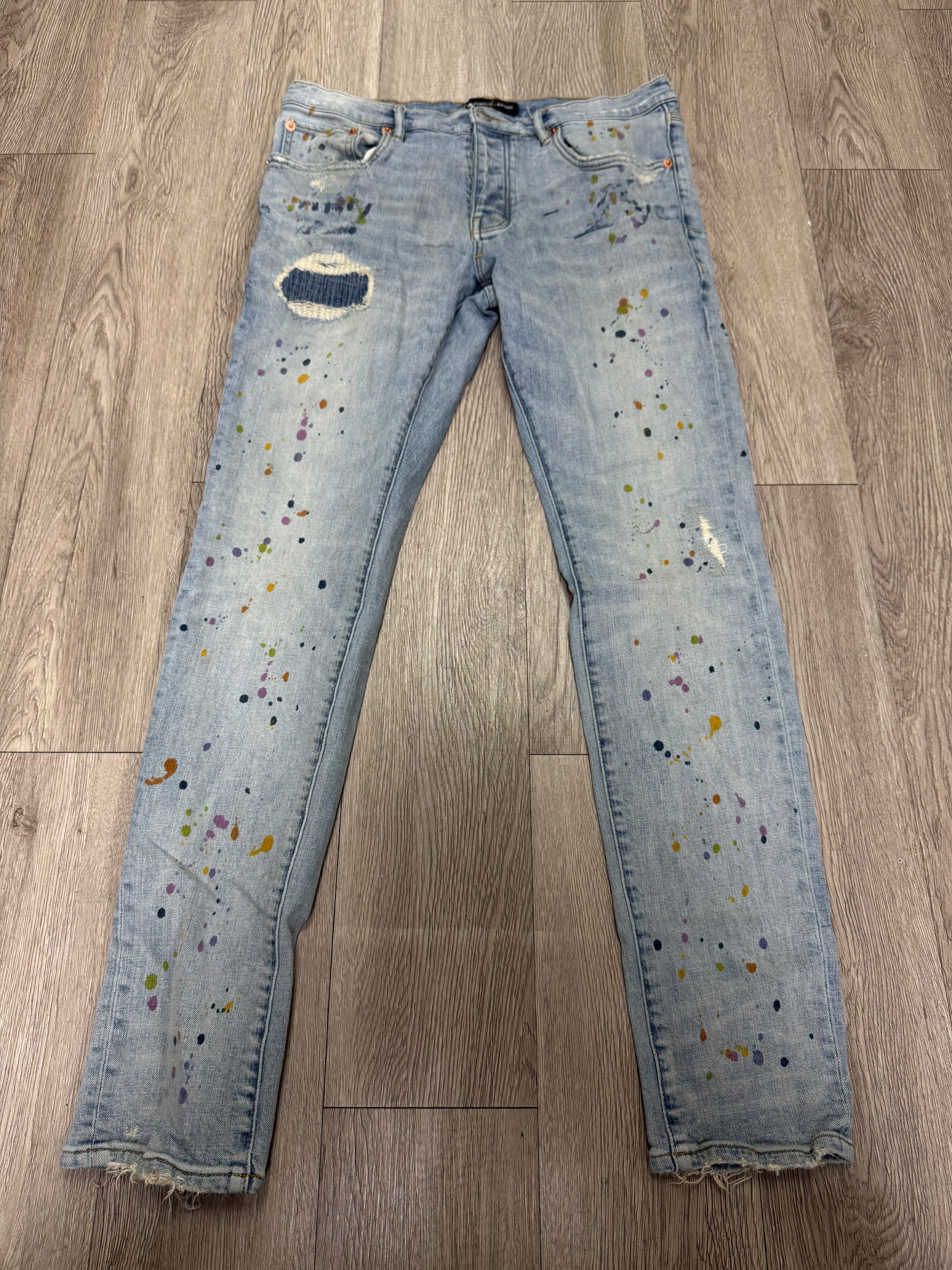 Purple Brand Light Wash Splatter Jeans