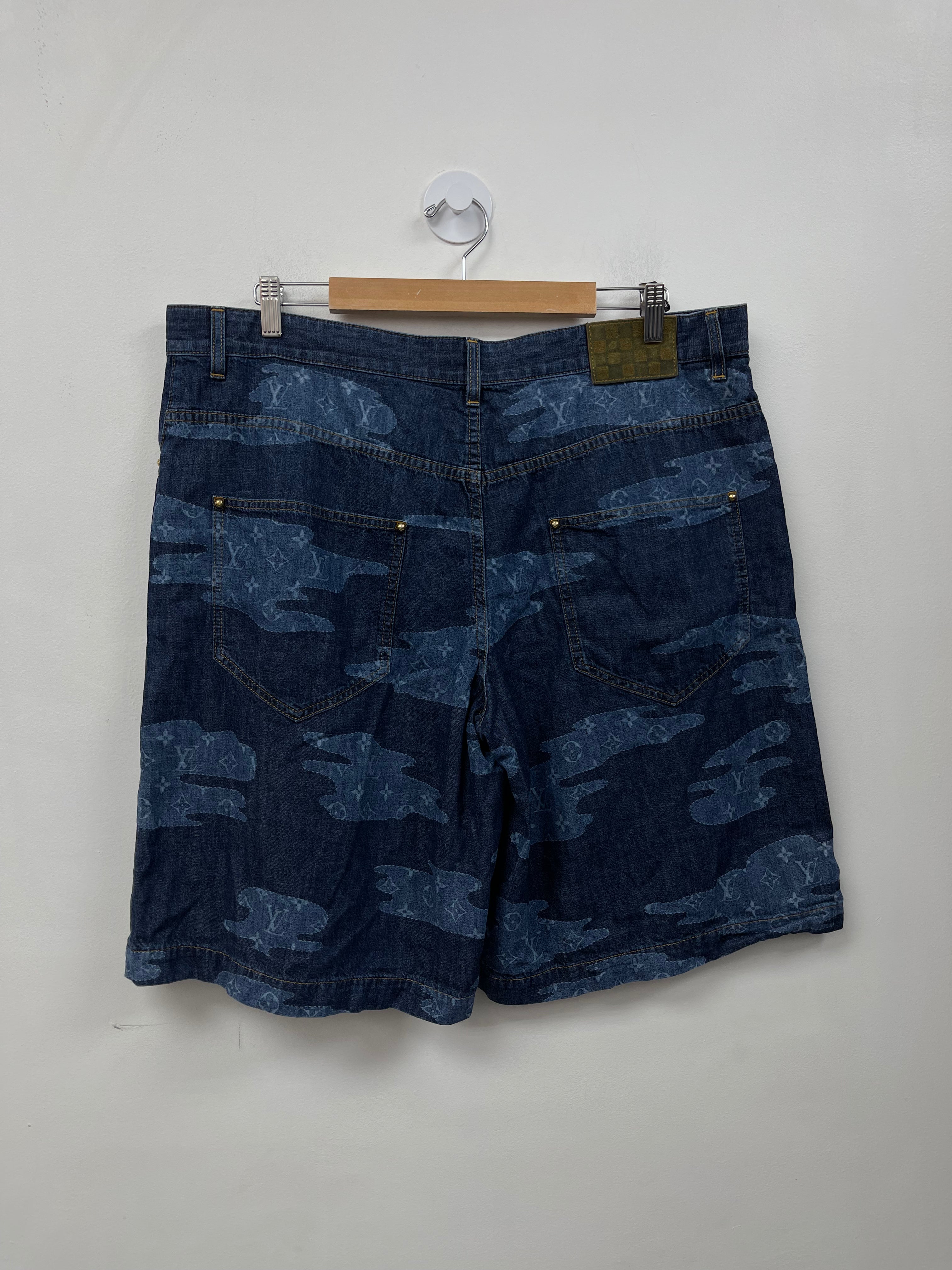 Louis Vuitton Deep Indigo Paisley Monogram Jean Shorts