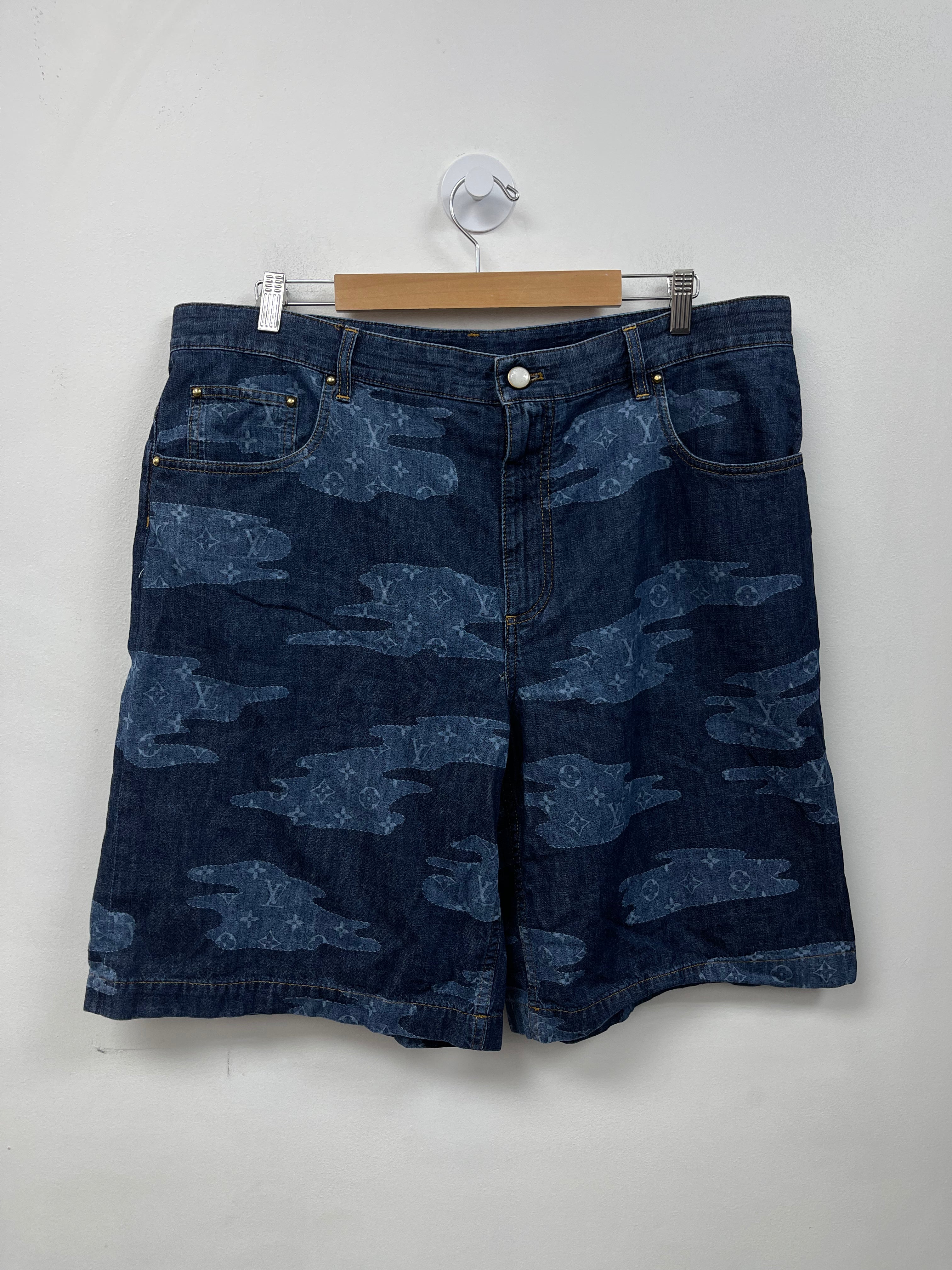 Louis Vuitton Deep Indigo Paisley Monogram Jean Shorts