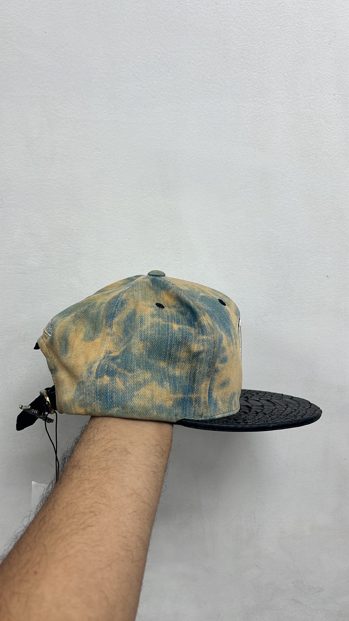Just Don Bleached Denim Nets Black Python Hat