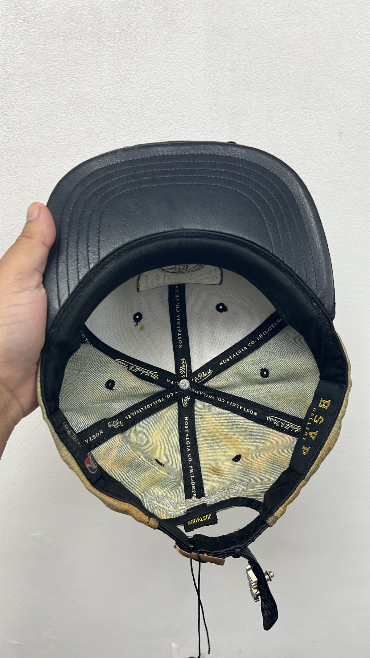 Just Don Bleached Denim Nets Black Python Hat