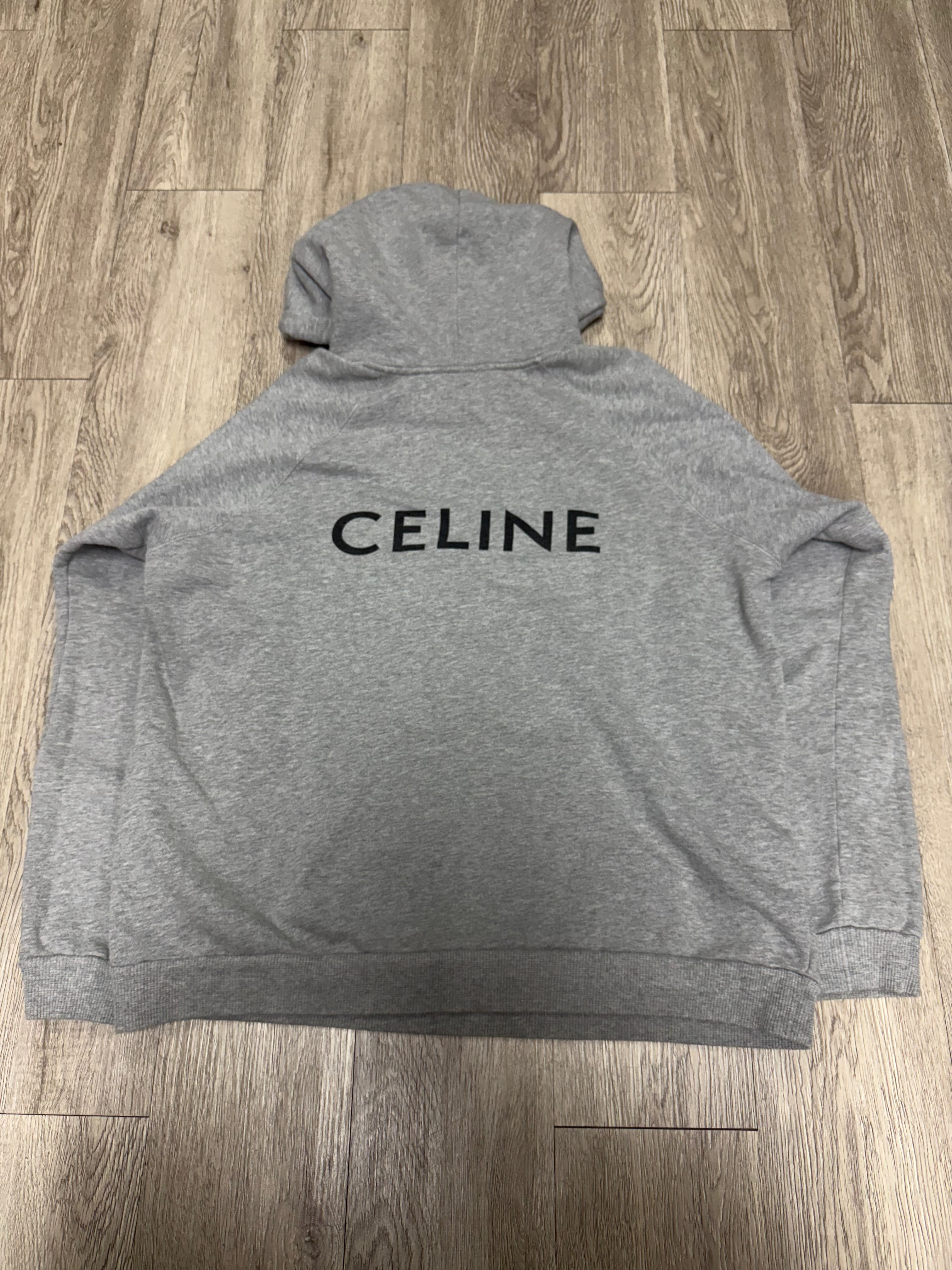 Celine Grey Black Black Logo Hoodie