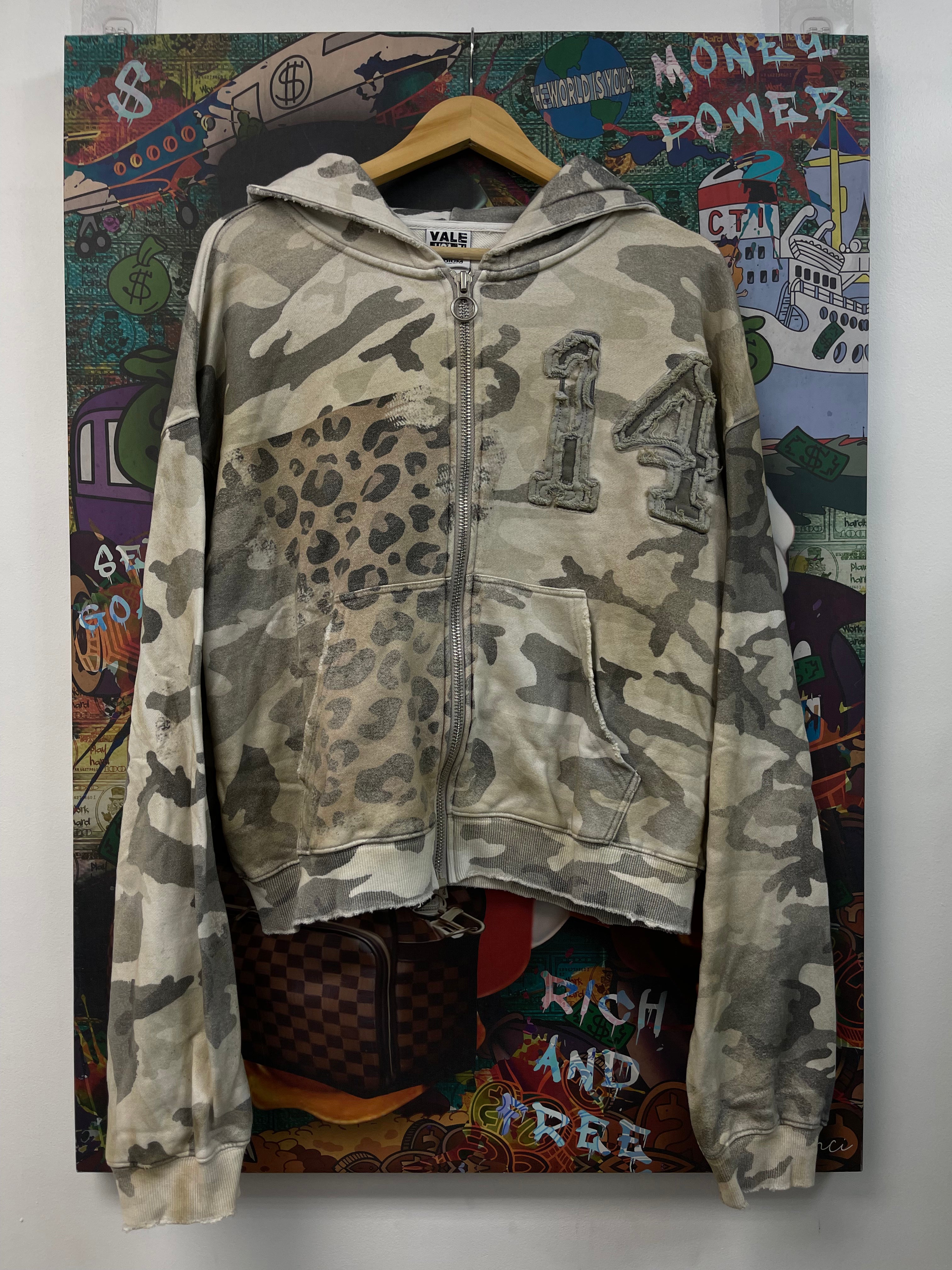 Vale White Camo 14 Zip Up Hoodie