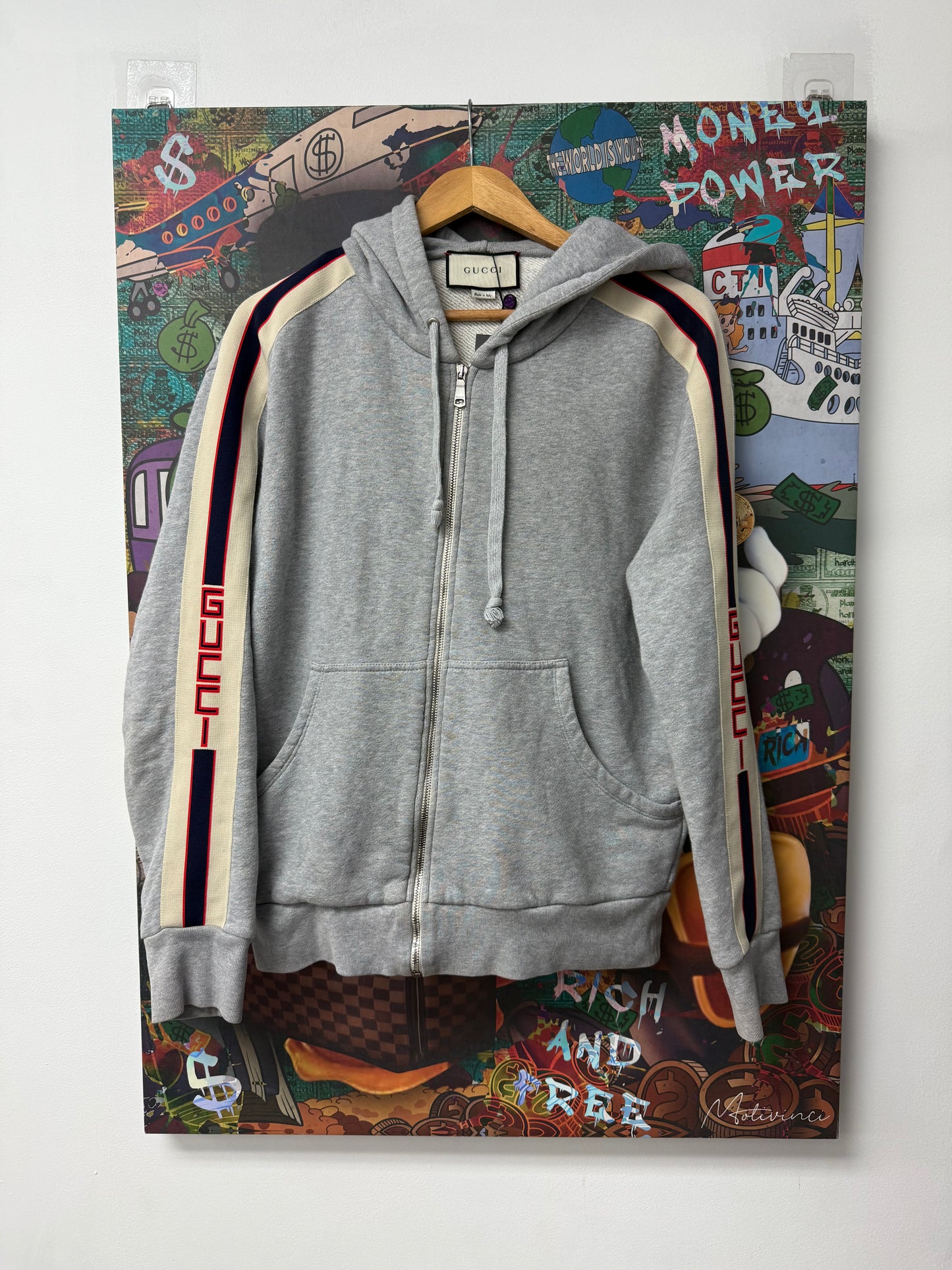 Gucci Grey Side Logo Zip Up Hoodie
