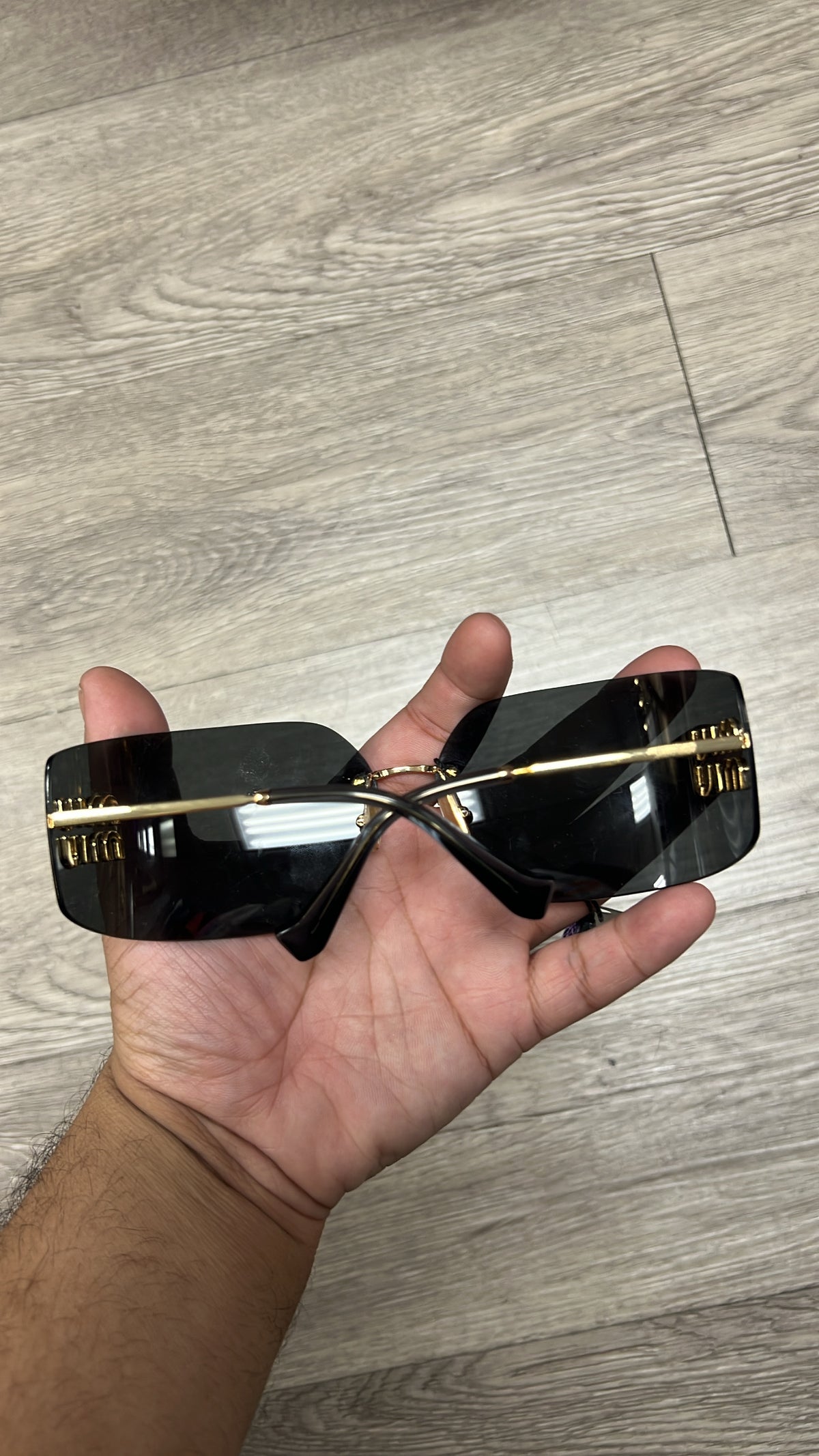 Miu Miu D Frame Gold Tone Sunglasses