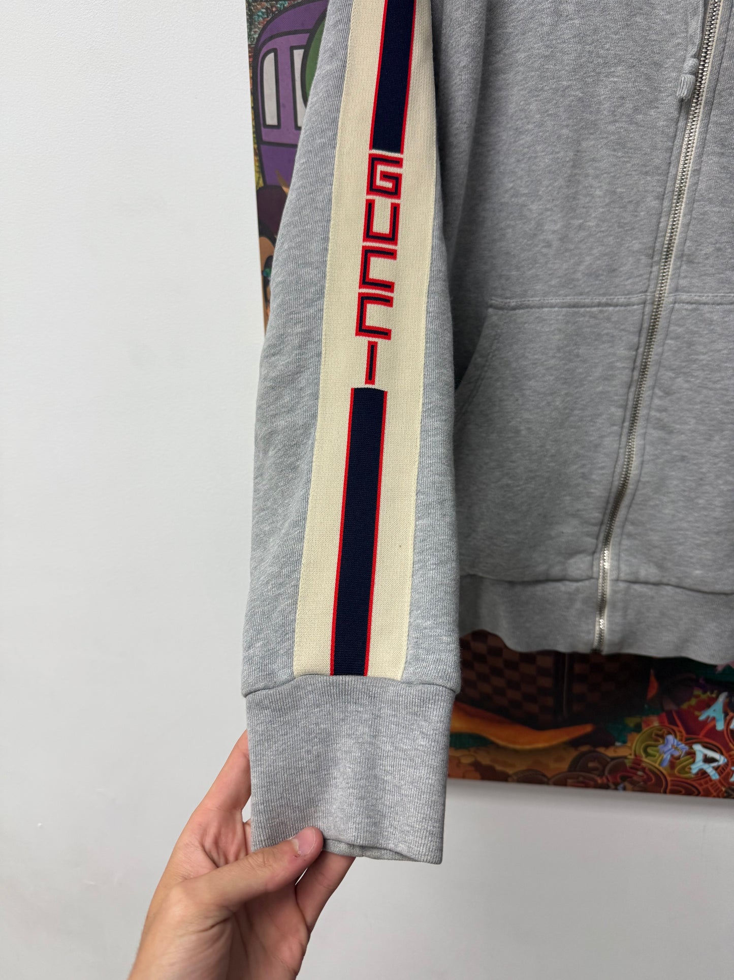 Gucci Grey Side Logo Zip Up Hoodie