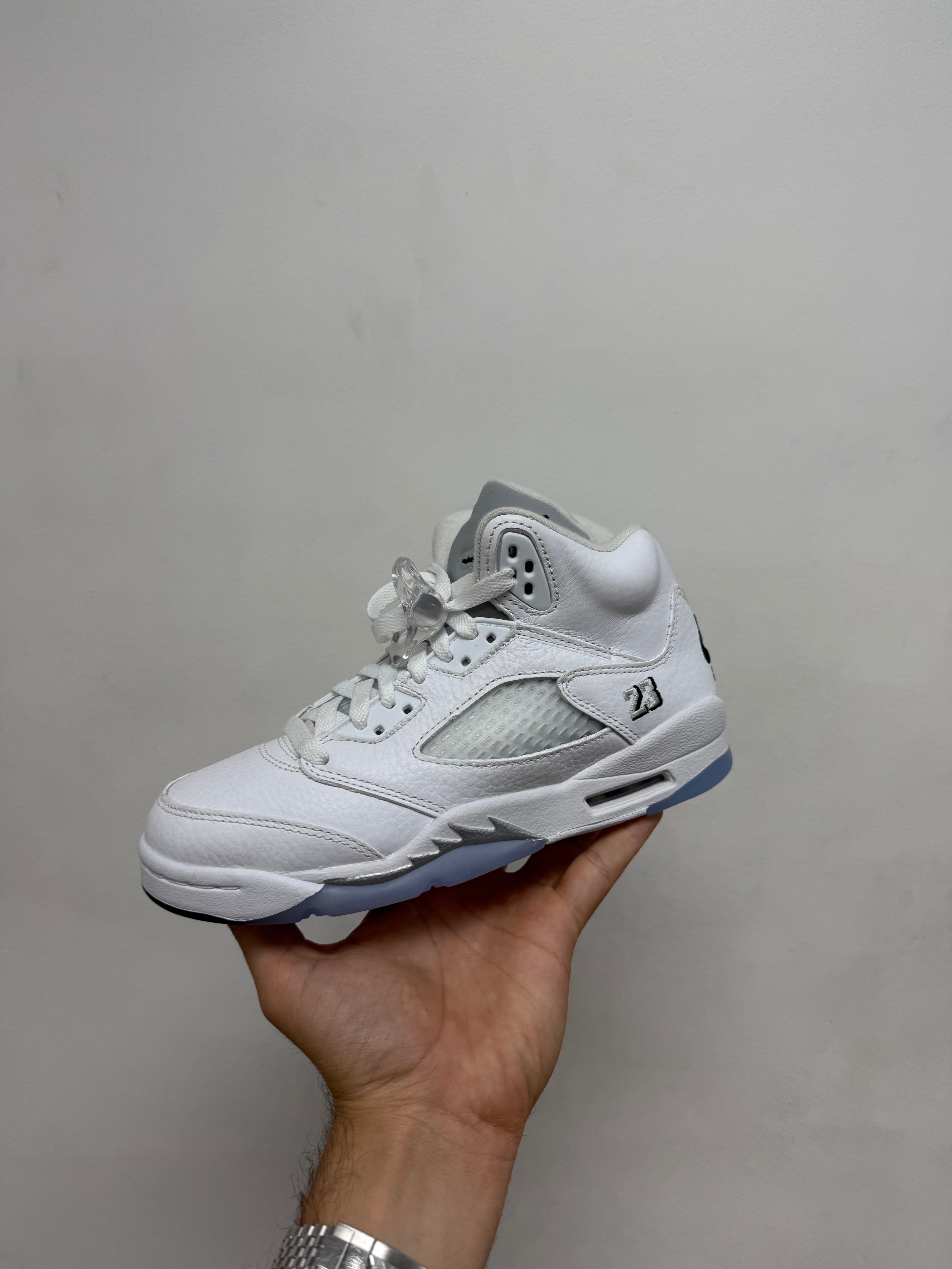 Jordan 5 White Metallic Sneakers