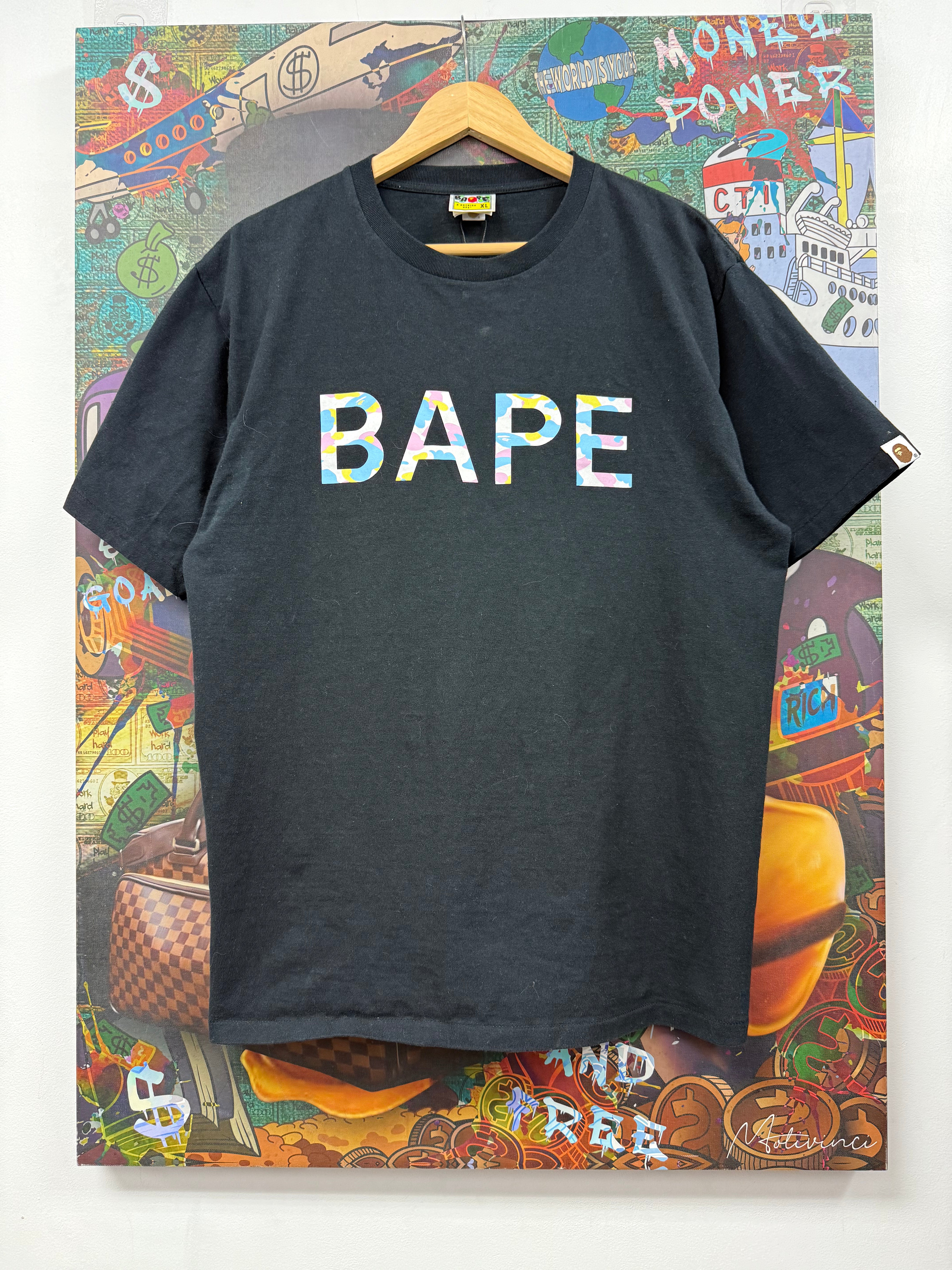 Bape Black Camo Chest Logo Tee