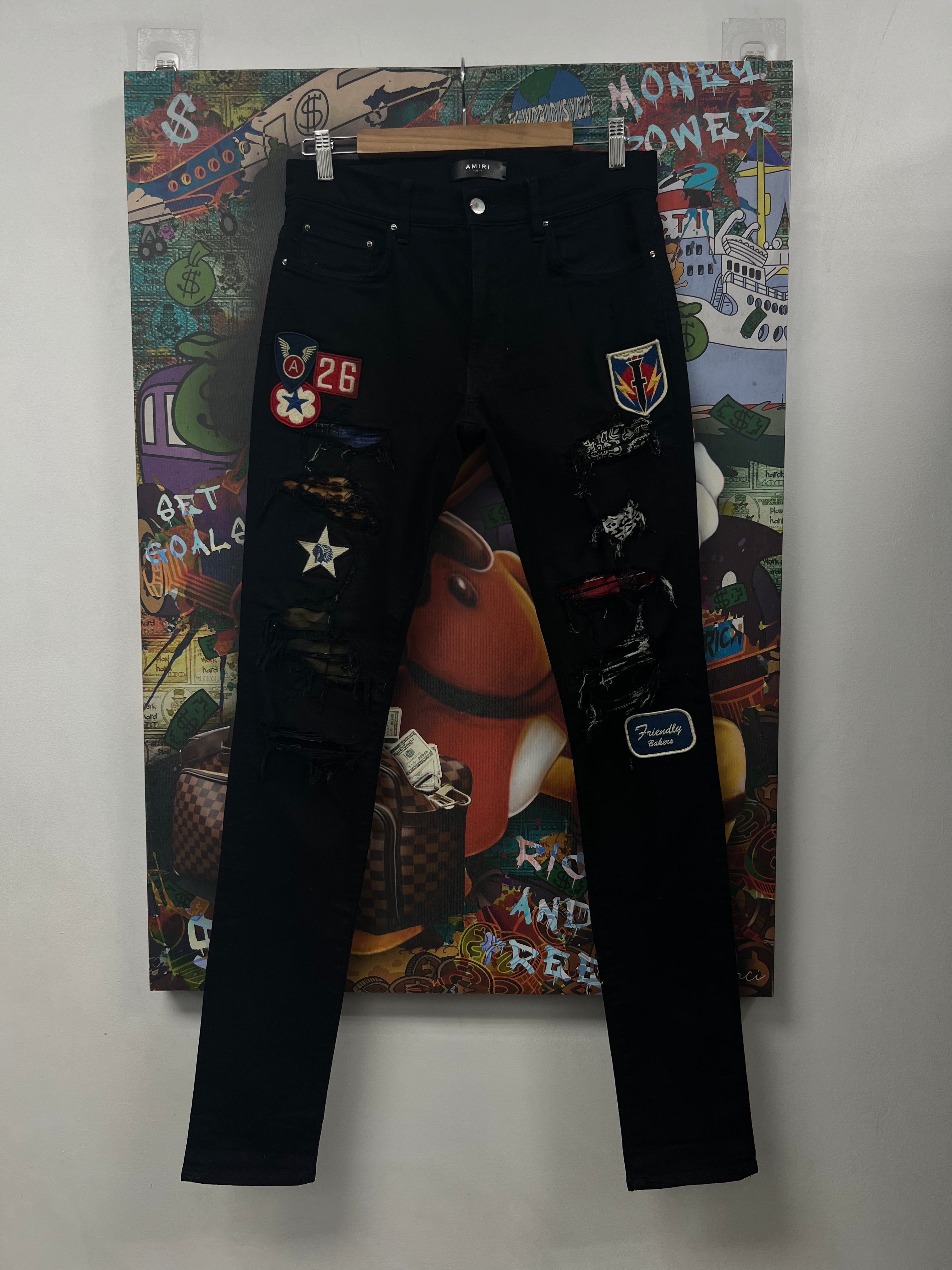 Amiri Black Plane Patchwork (Zipper) Jeans