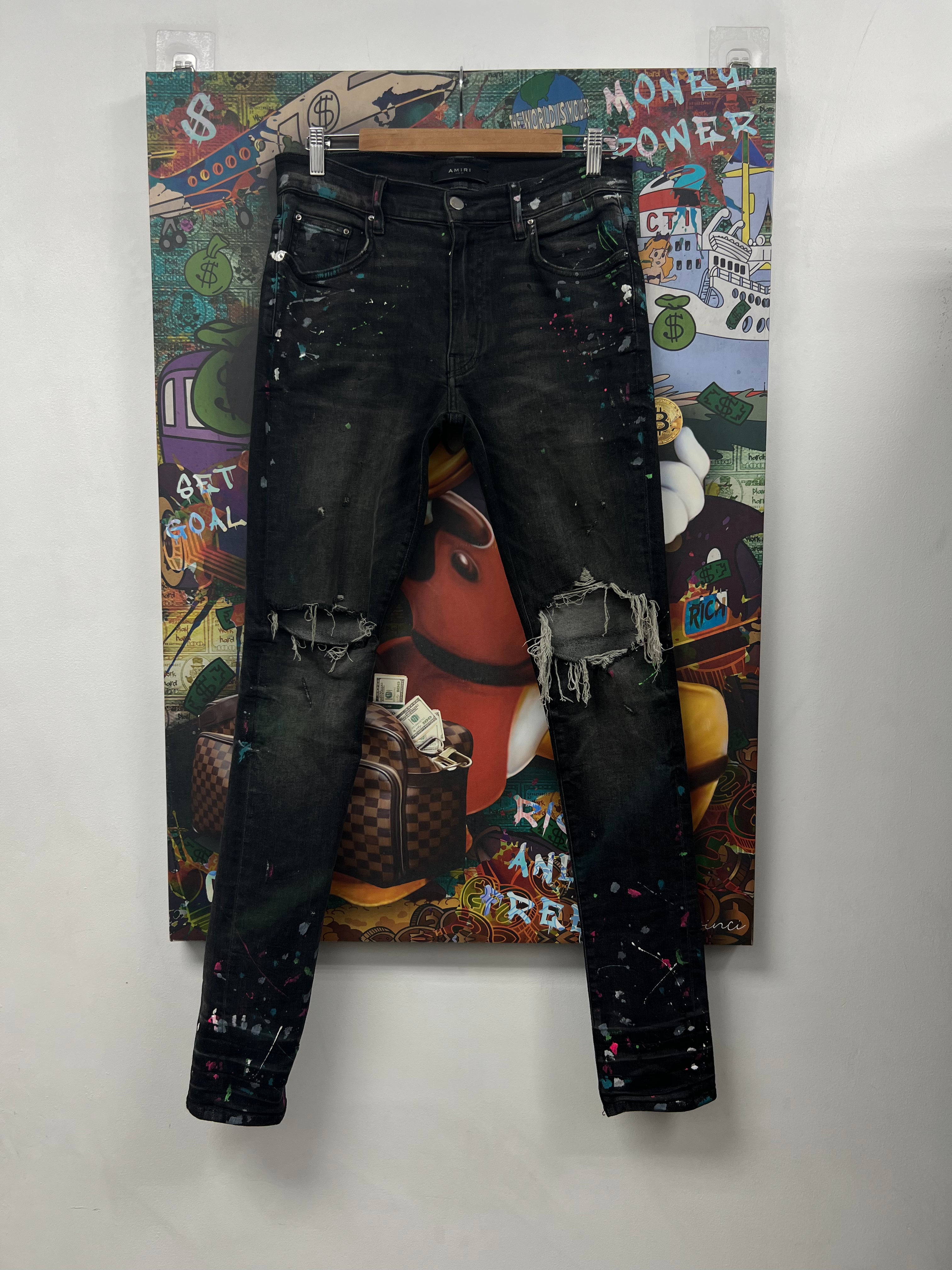 Amiri Grey South Beach Splatter (Zipper) Jeans