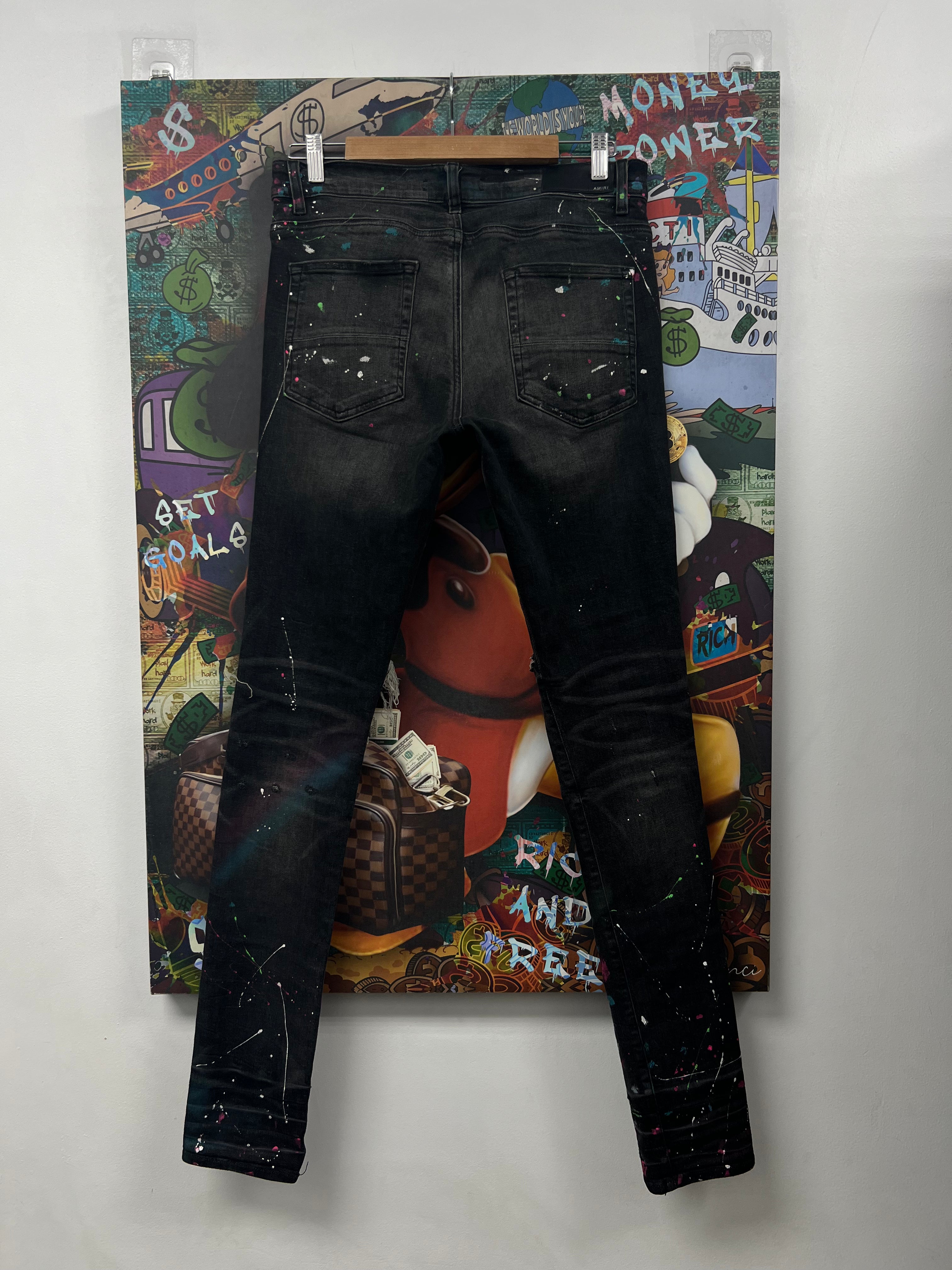 Amiri Grey South Beach Splatter (Zipper) Jeans