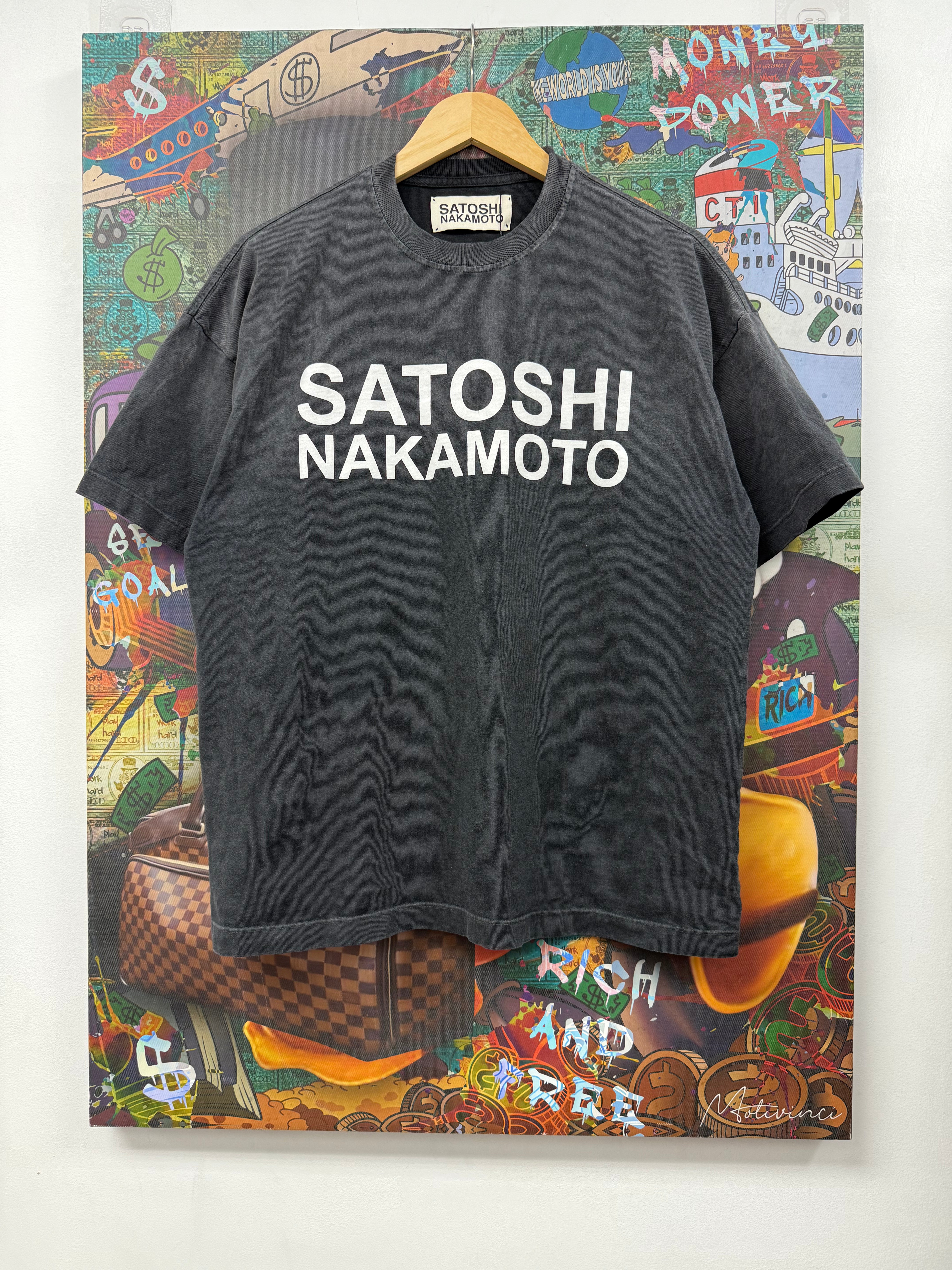 Satoshi Nakamoto Black Wash Luke Logo Tee