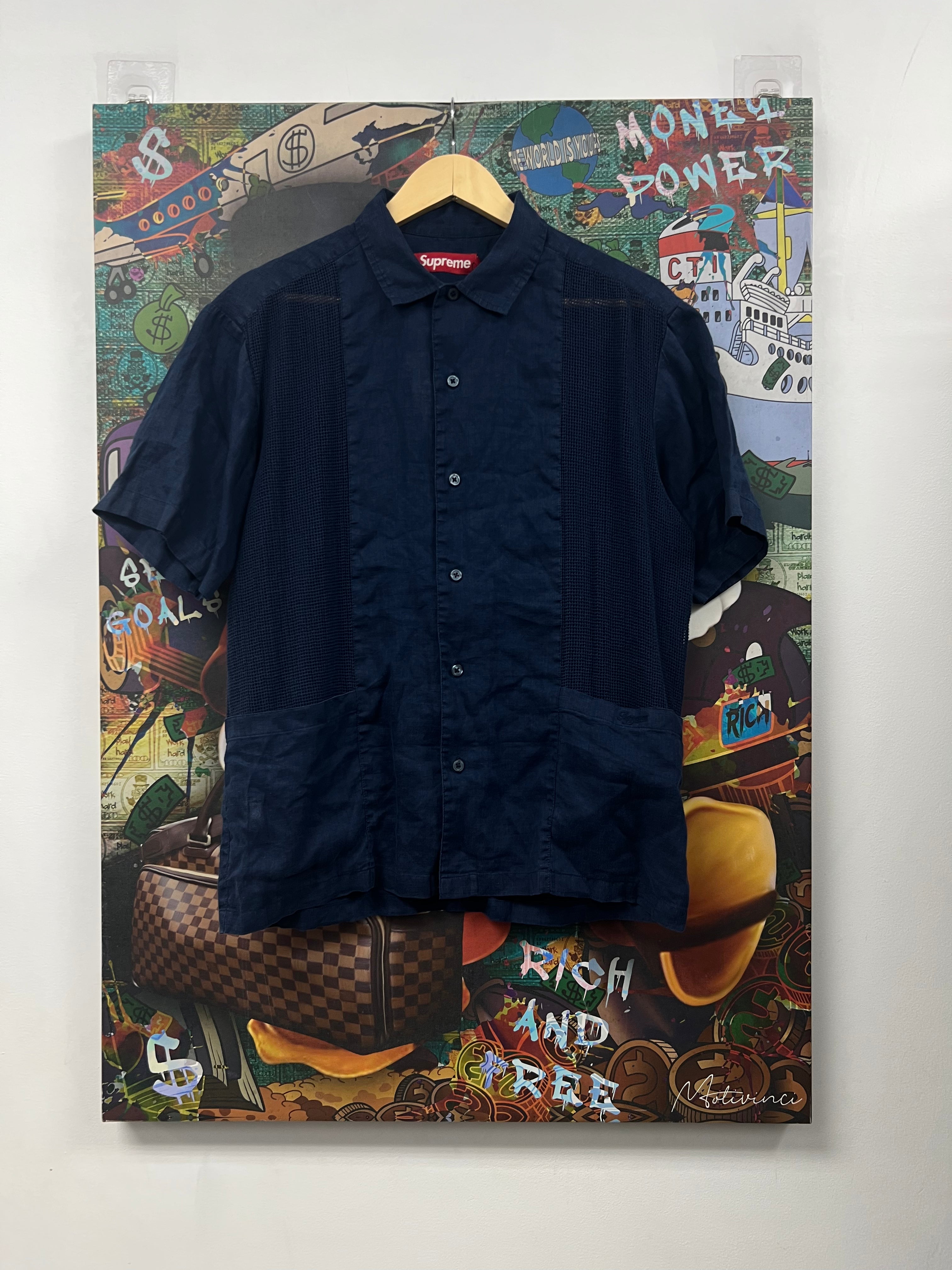 Supreme Navy Button Up Shirt