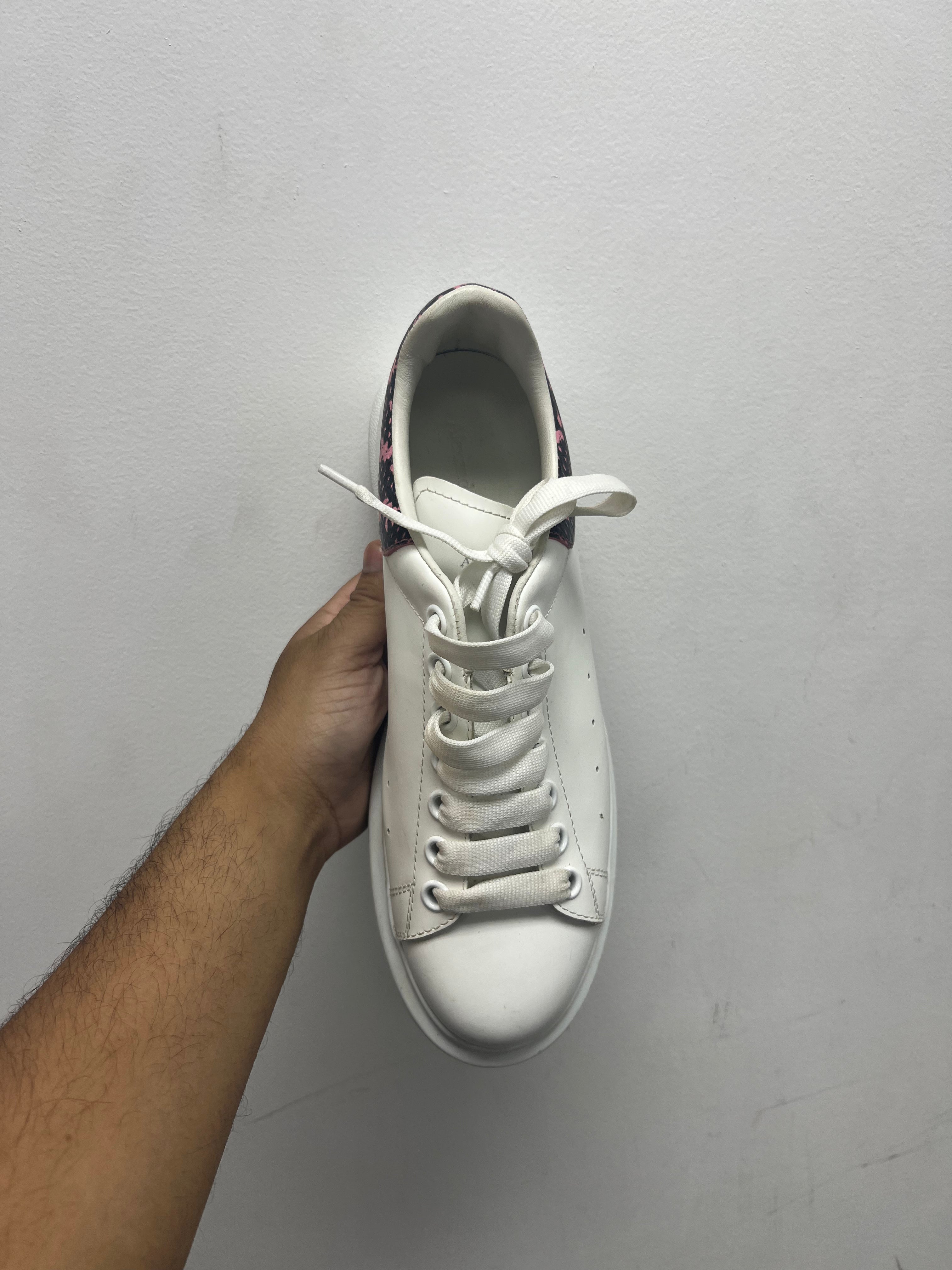 Alexander McQueen White Pink Snakeskin Sneakers