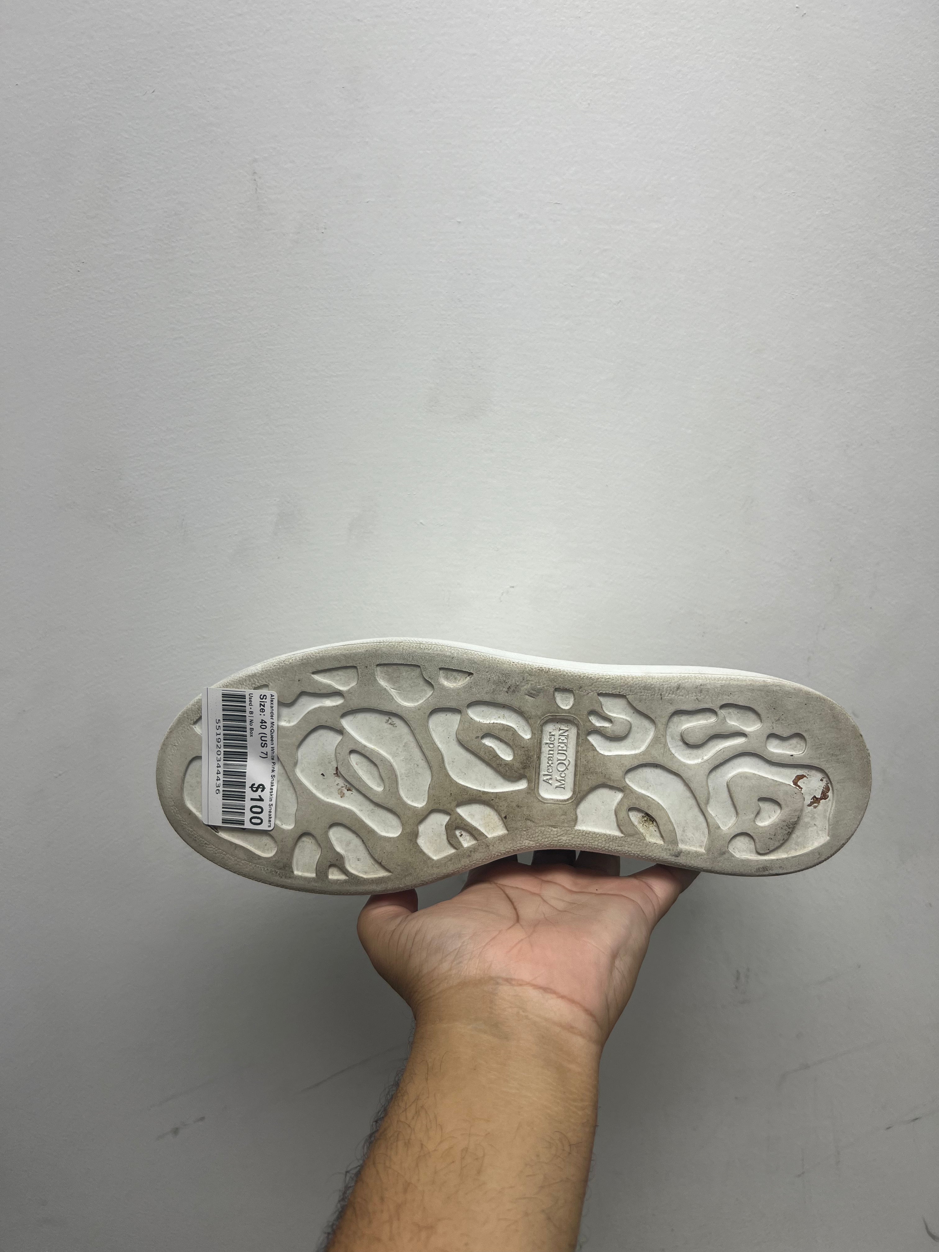 Alexander McQueen White Pink Snakeskin Sneakers