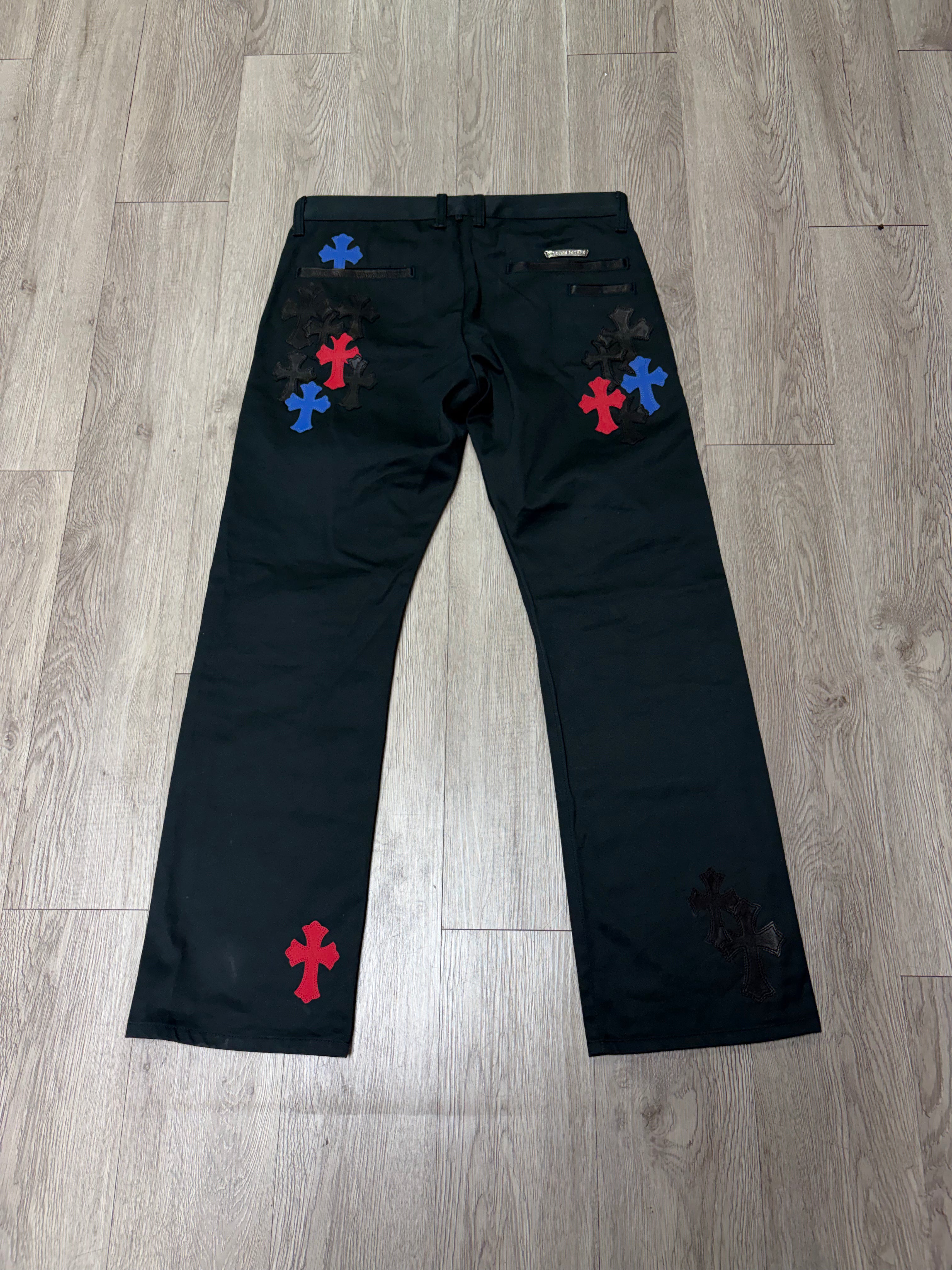 Chrome Hearts Black Wash Spider-Man Cross Patch Chino Pants