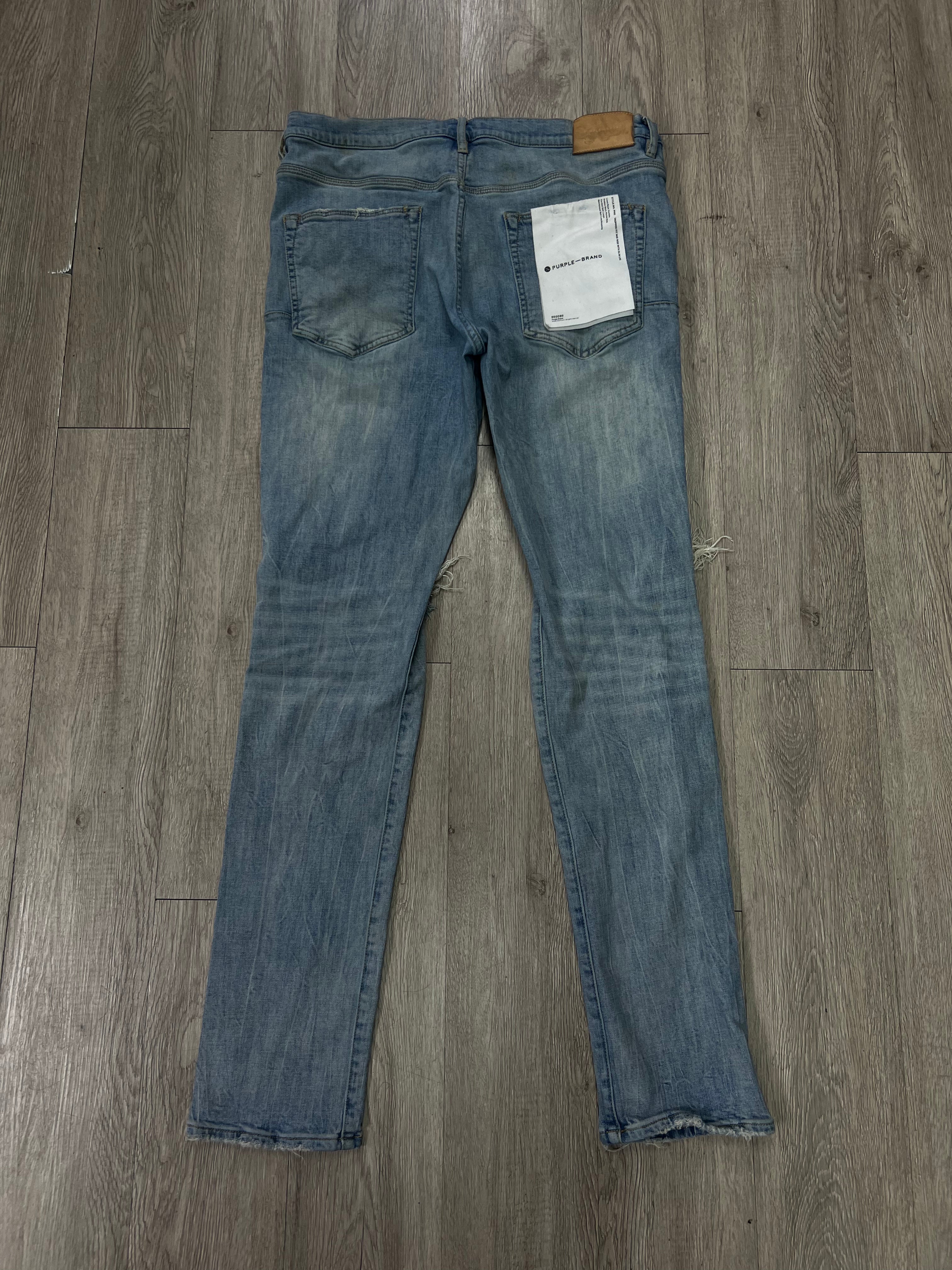 Purple Brand Light Wash Knee Ripped Jeans