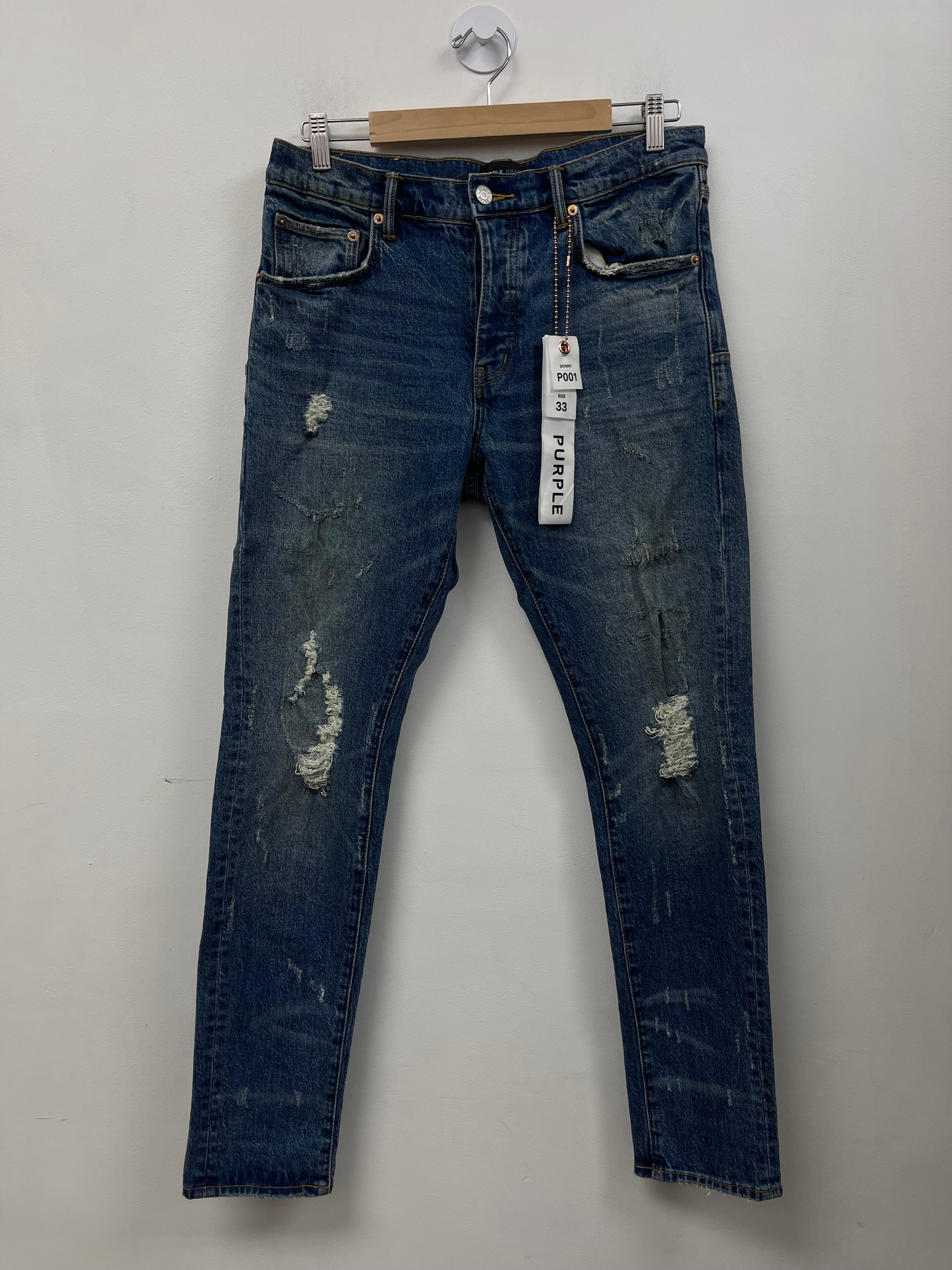 Purple Brand Deep Indigo Distressed Jeans