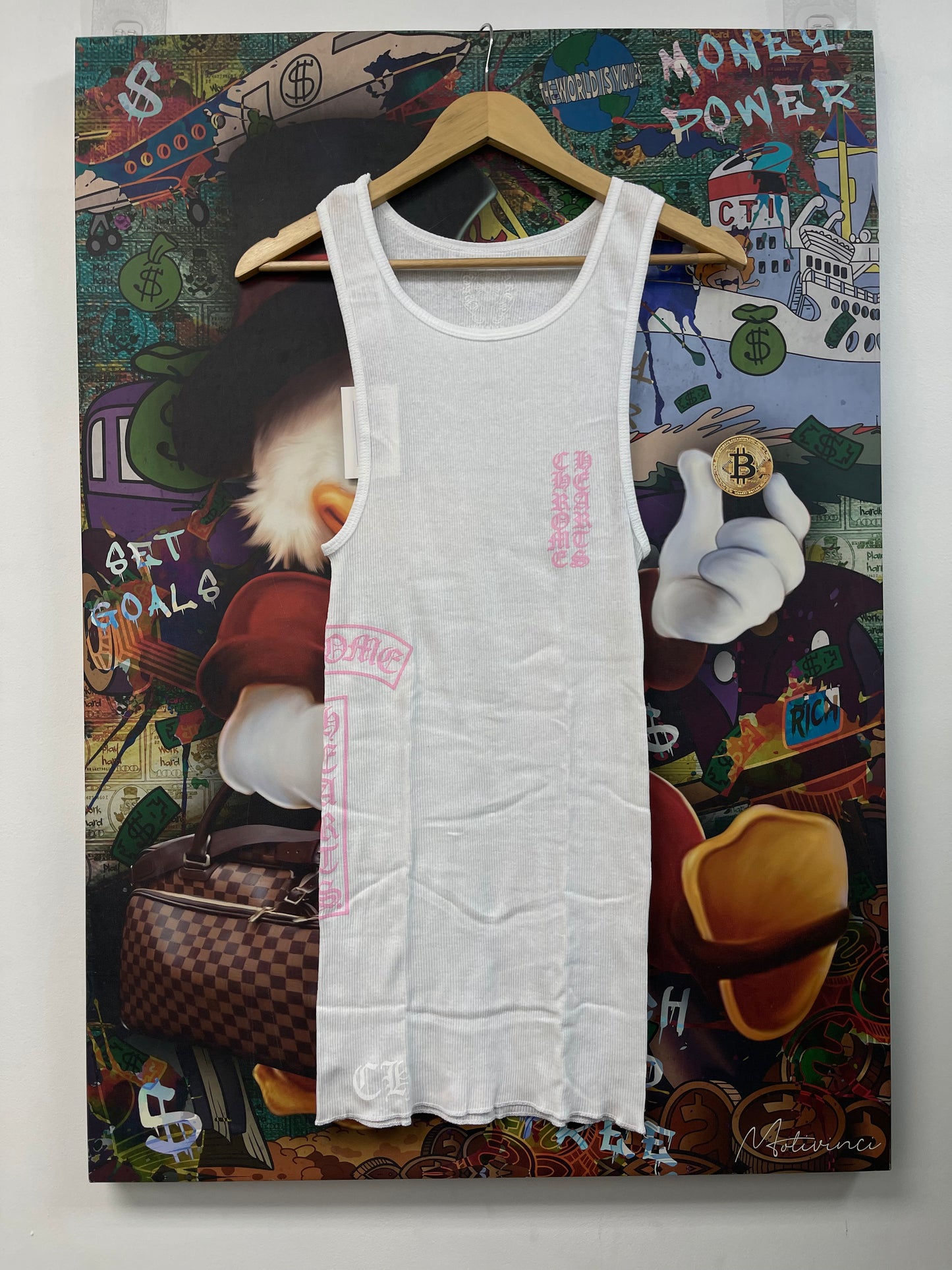 Chrome Hearts Pink Vertical T Bar Logo Tank Top