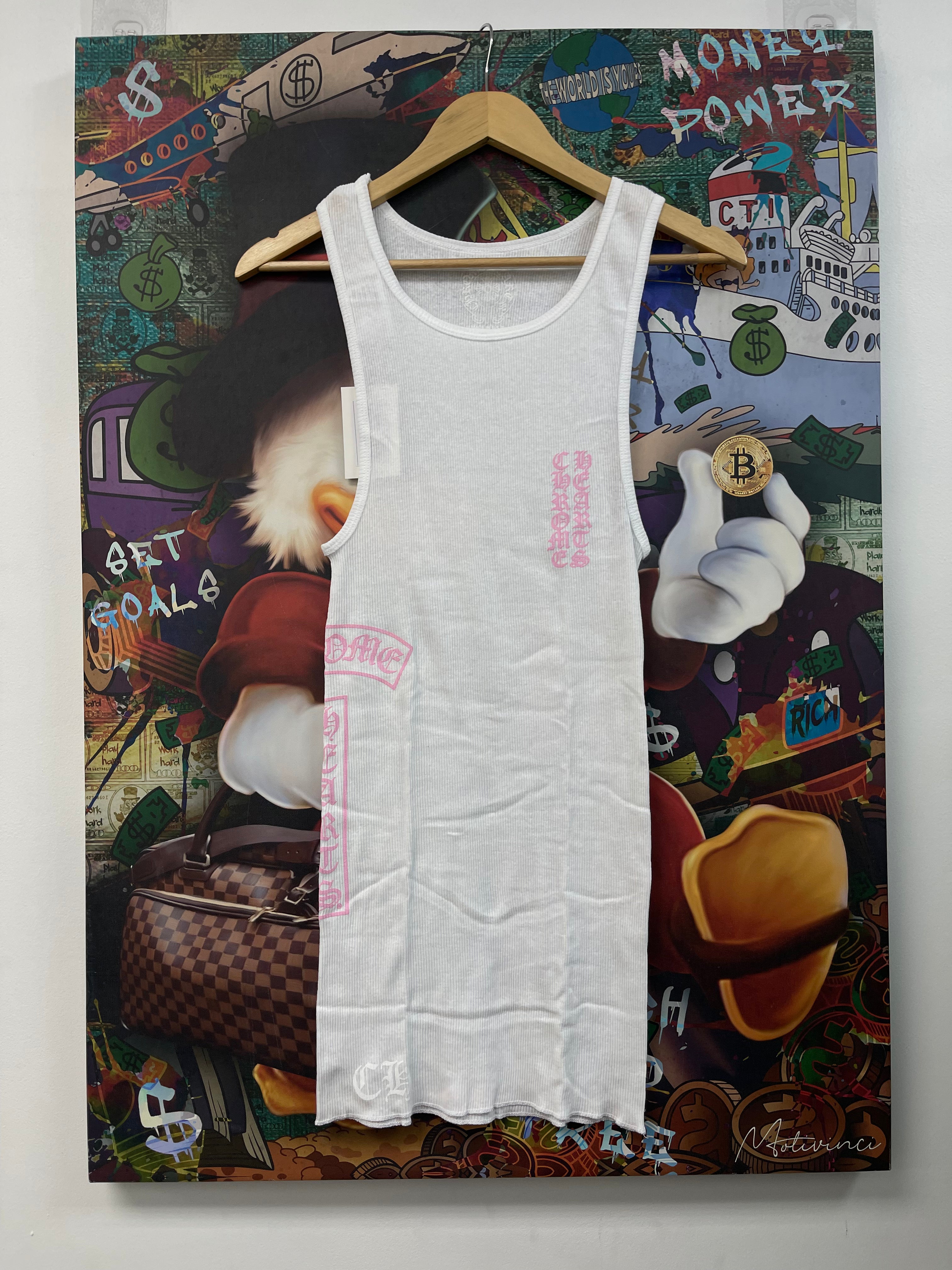 Chrome Hearts Pink Vertical T Bar Logo Tank Top