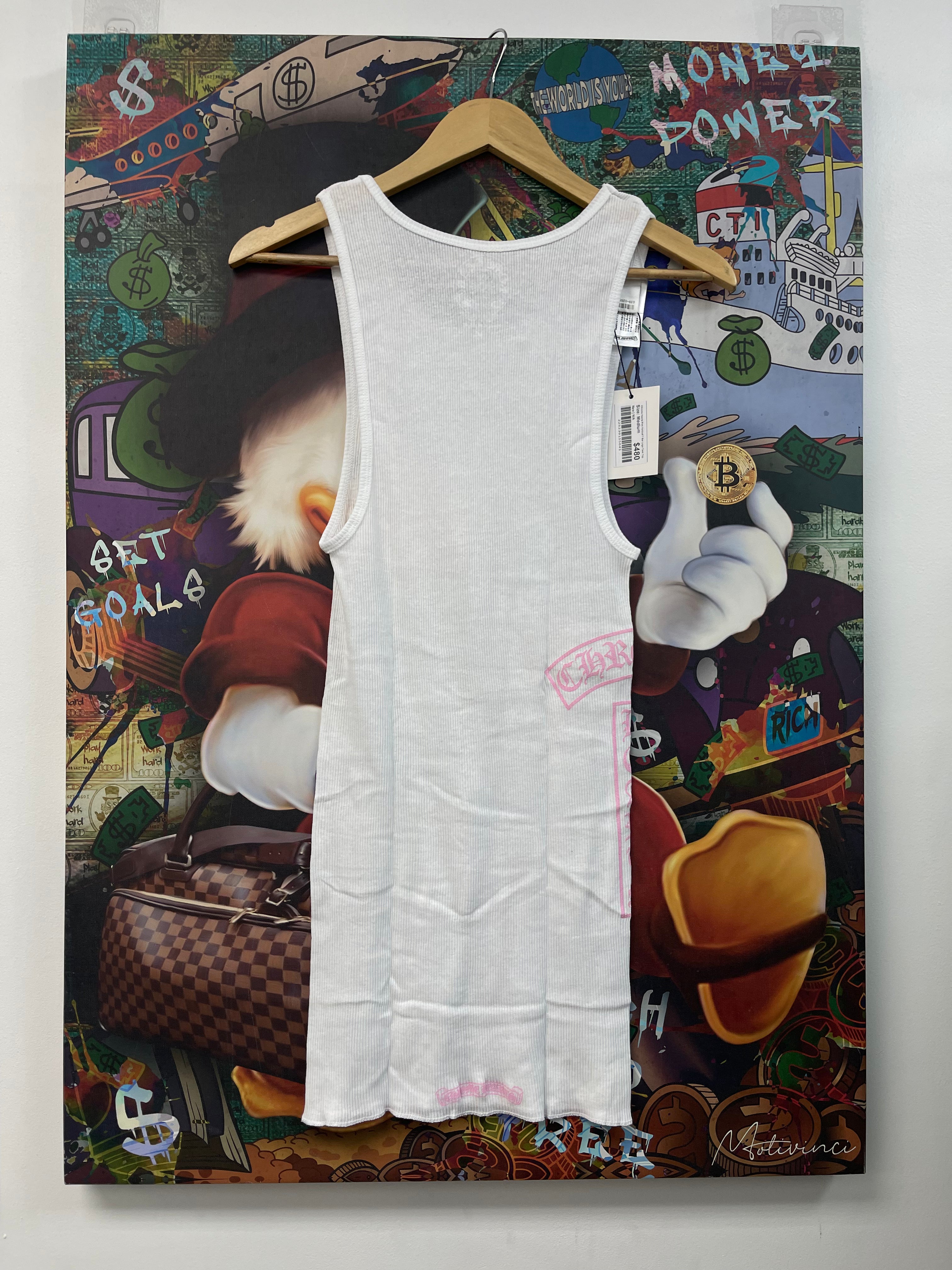 Chrome Hearts Pink Vertical T Bar Logo Tank Top
