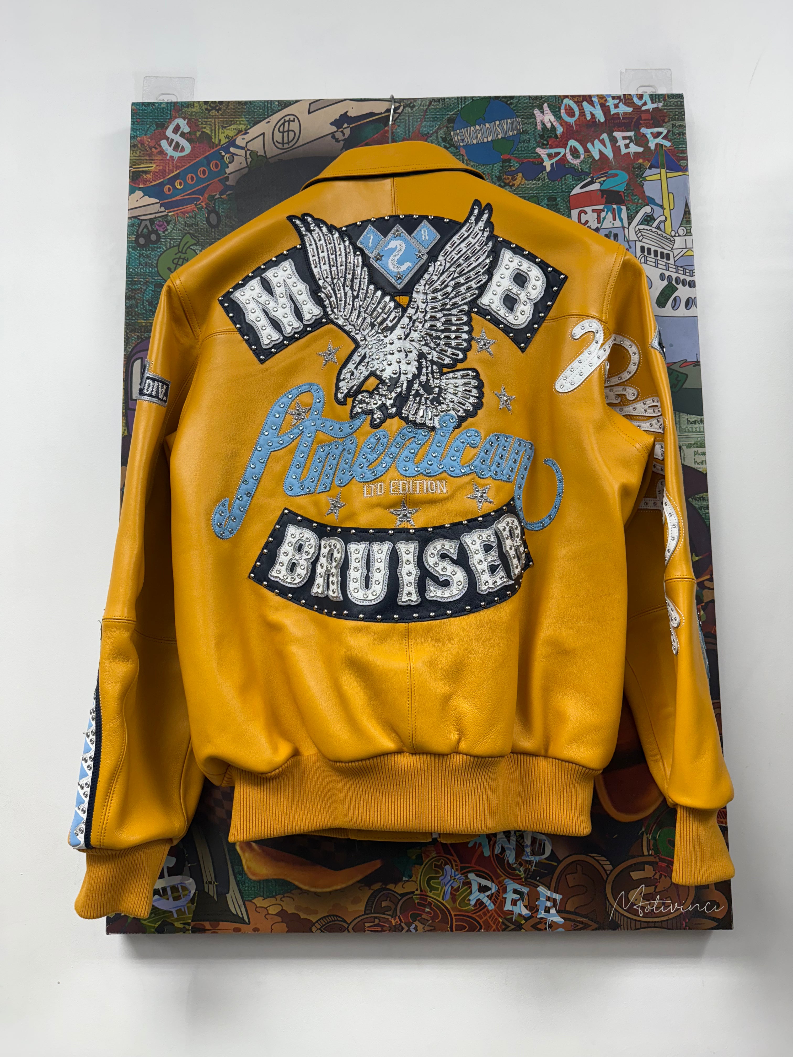 Pelle Pelle Yellow Blue Bruiser Varsity Jacket