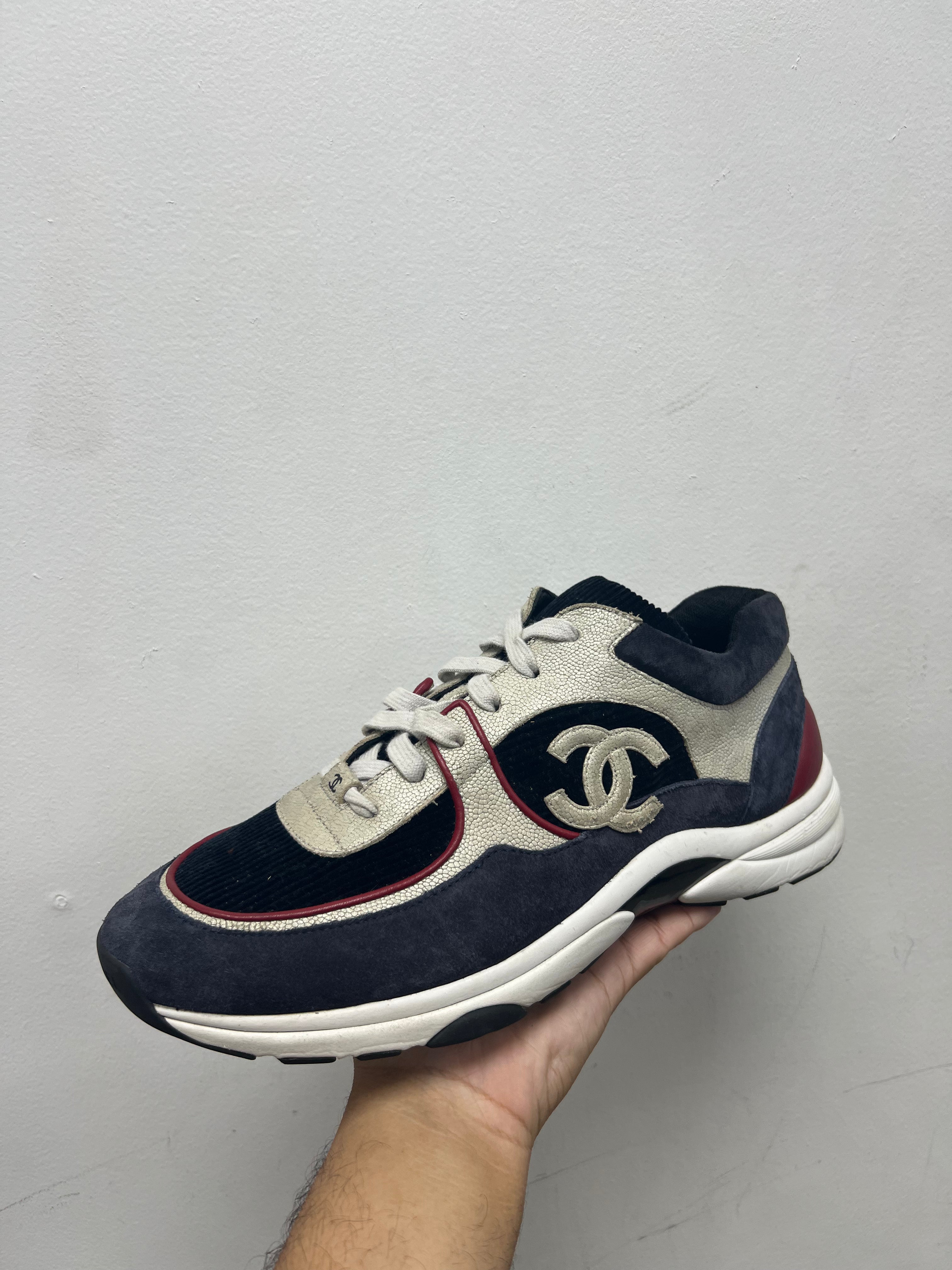 Chanel Navy Blue Red Sneakers