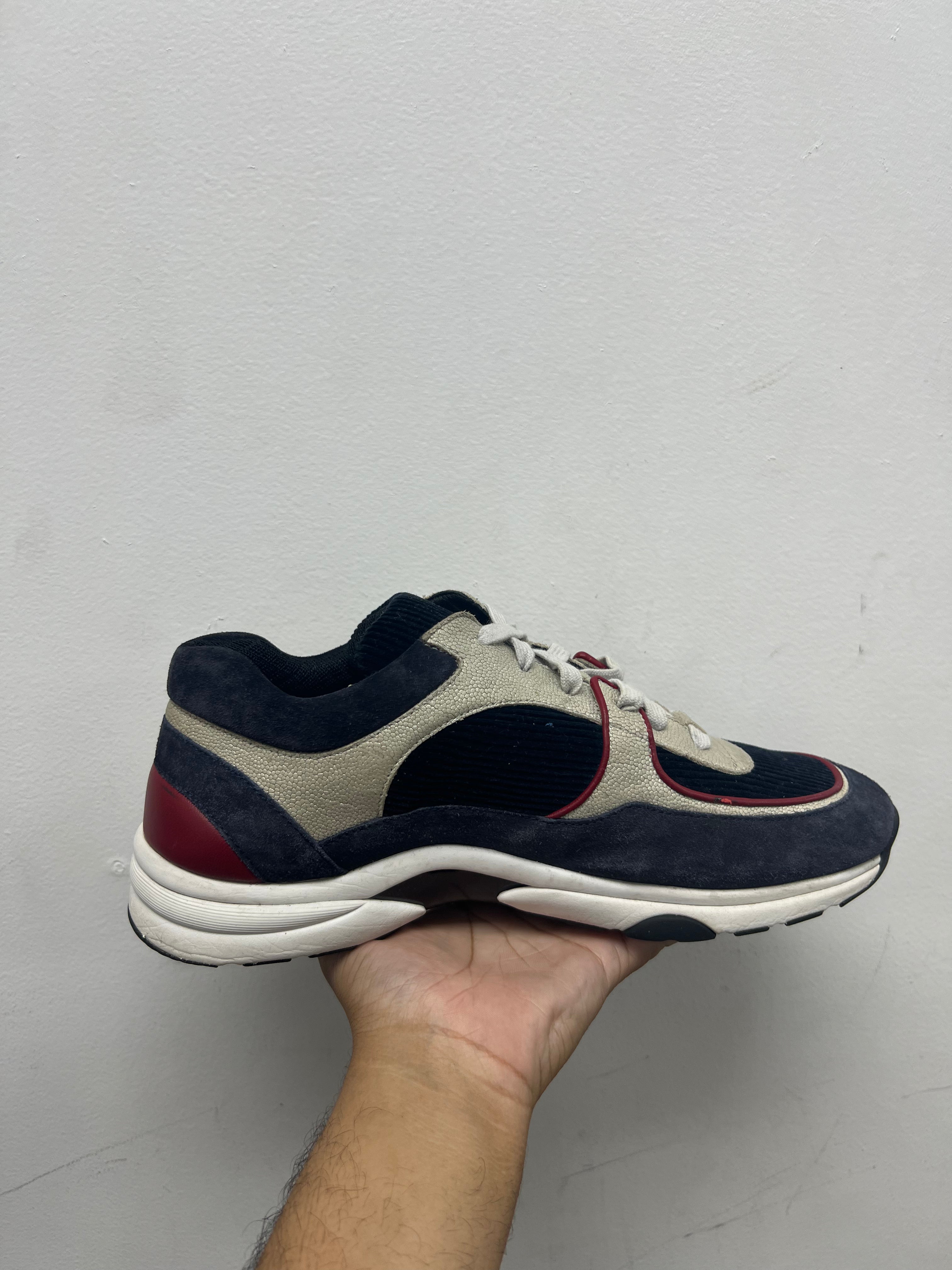 Chanel Navy Blue Red Sneakers