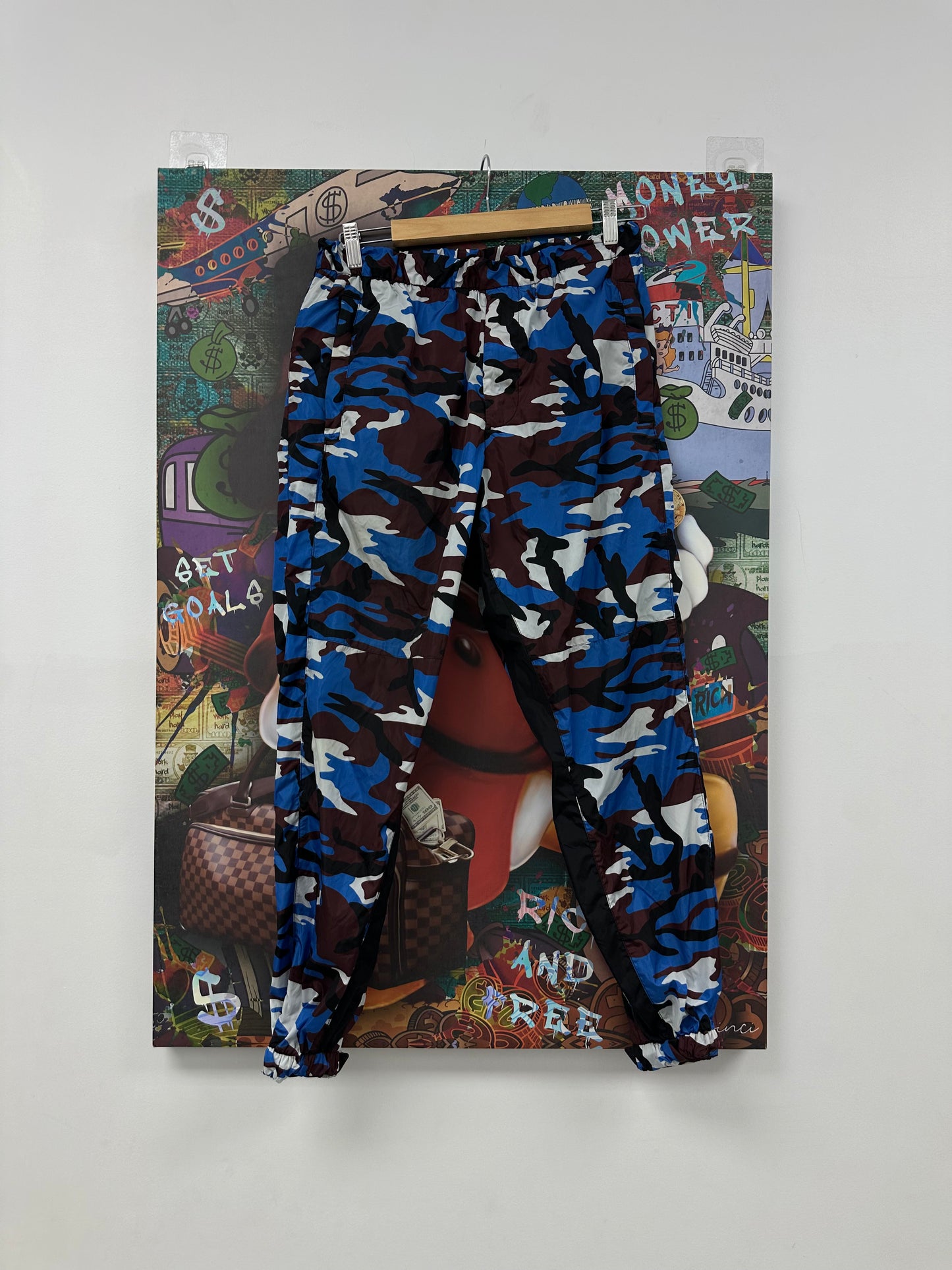 Prada Camo Blue Track Pants Used Small