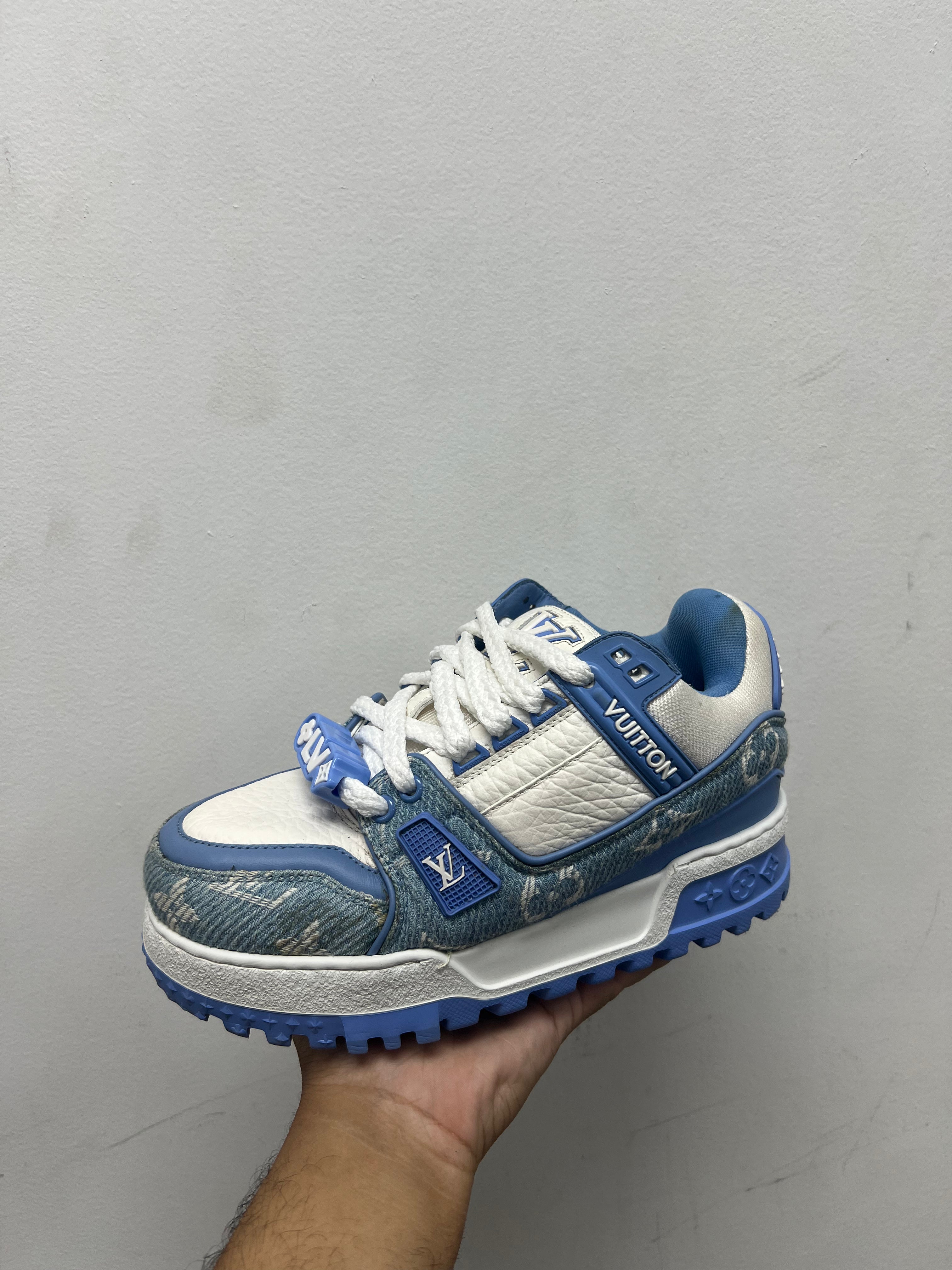 Louis Vuitton White Blue Denim Maxi Sneakers