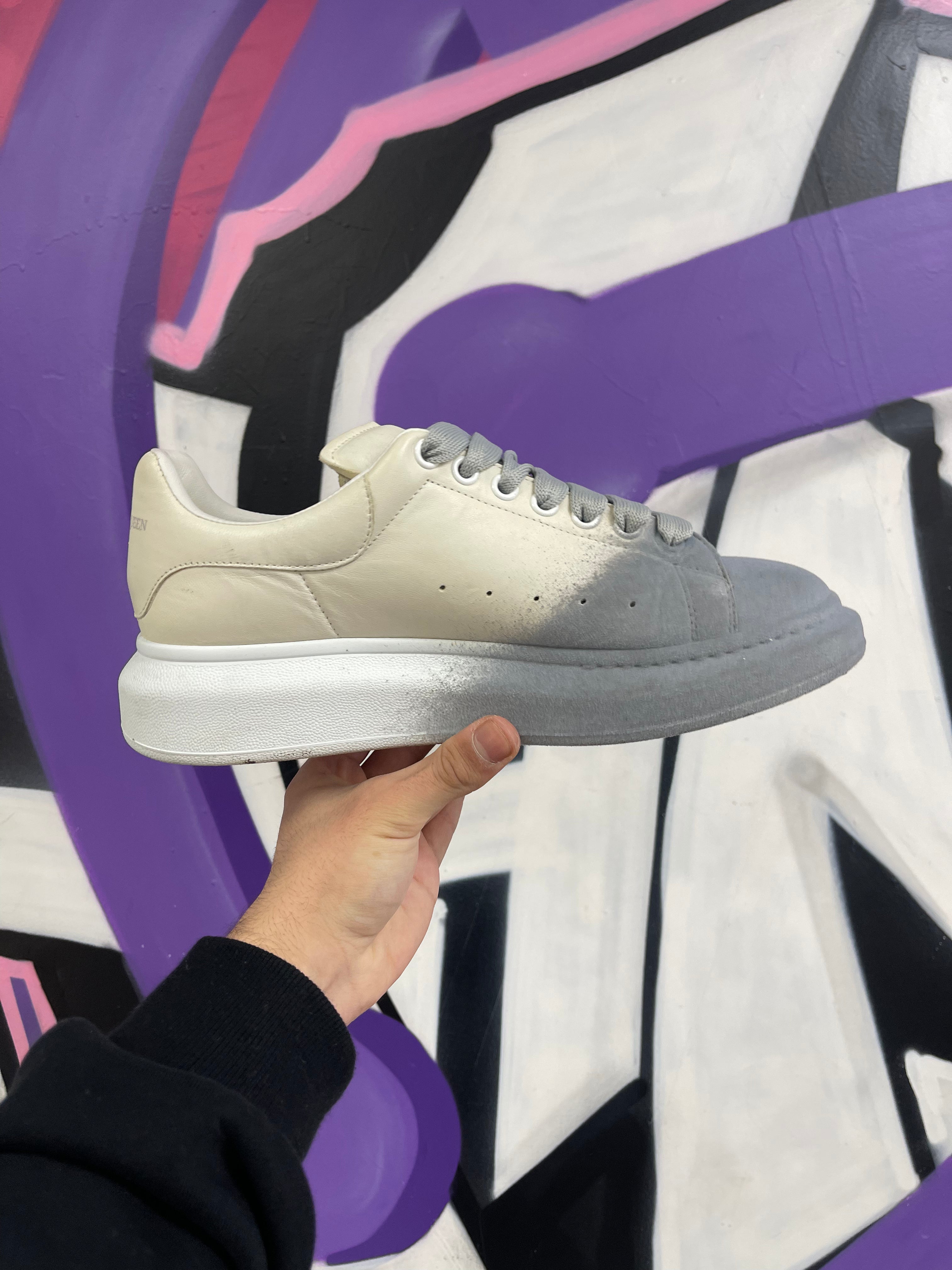 Alexander Mcqueen White Grey Felt Sneakers