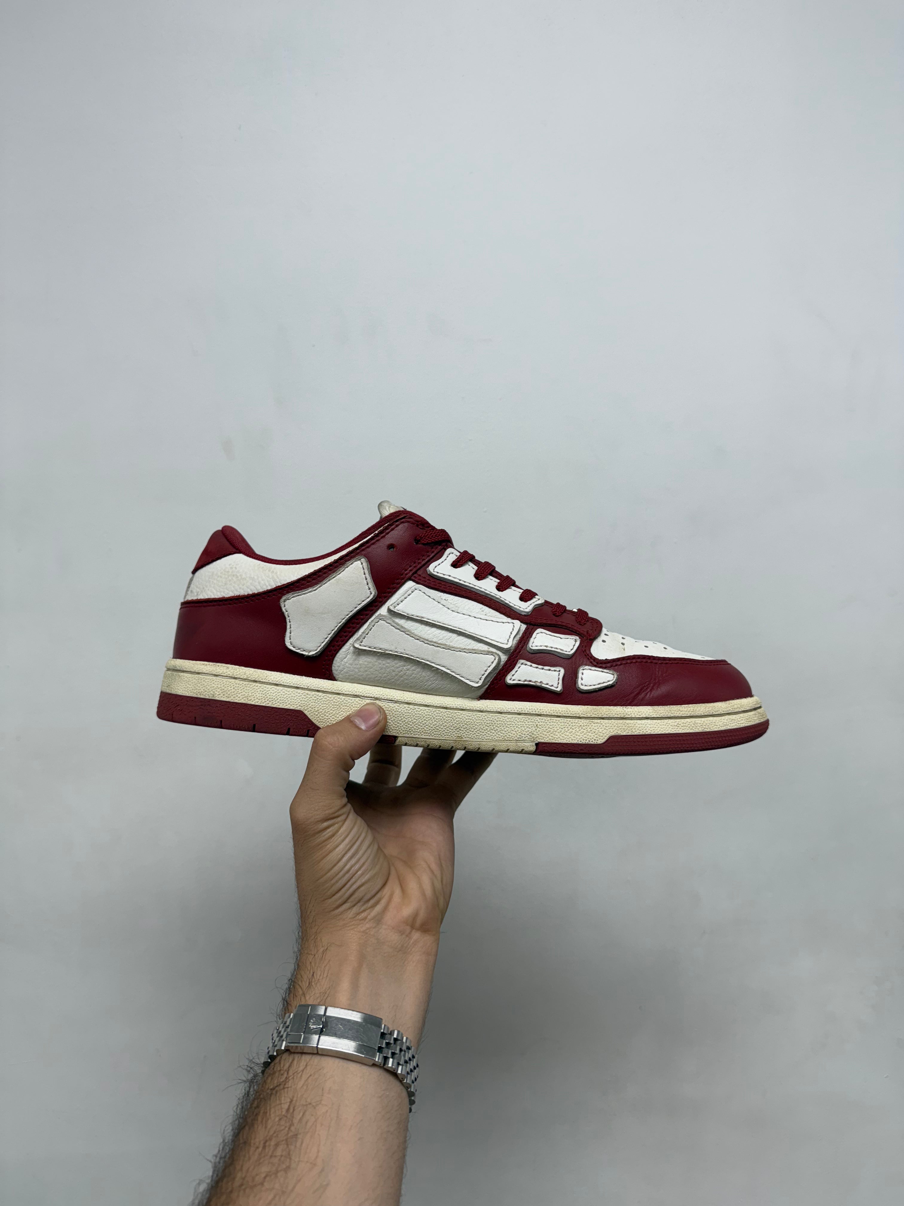 Amiri Maroon White Skel-Top Low Sneakers